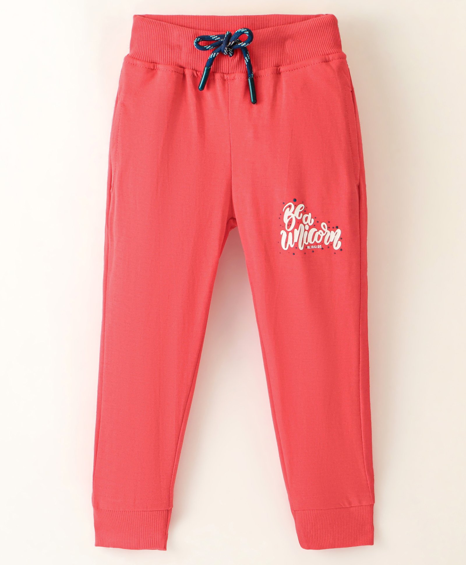 Olio Kids Cotton Sinker Full Length Lounge Pant Text Print - Pink-image-16