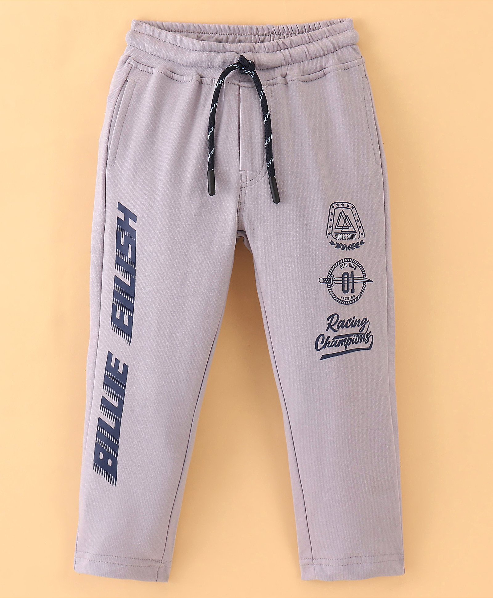 Olio Kids Looper Full Length Lounge Pant Text Printed - Grey-picture-49