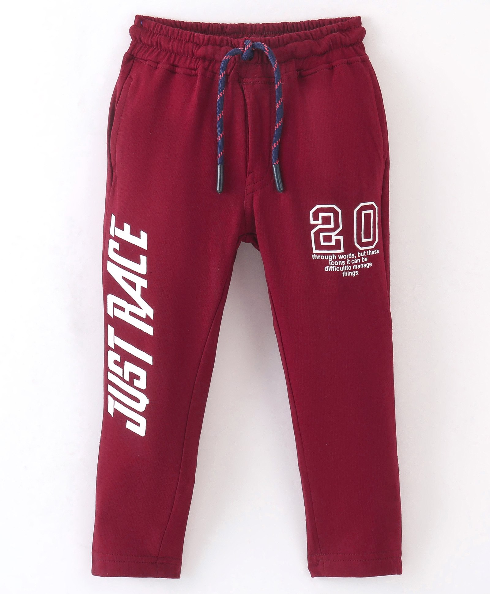 Olio Kids Looper Full Length Lounge Pant Text Printed - Maroon-picture-20