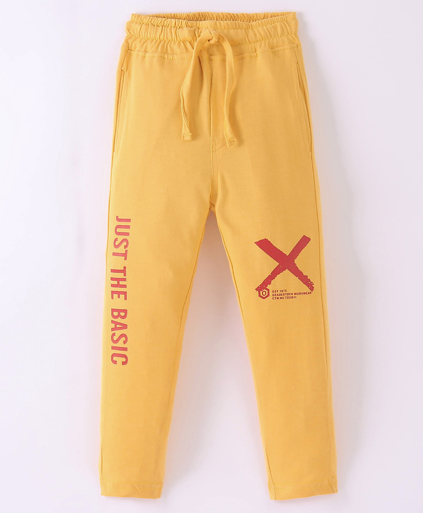 Olio Kids Sinker Full Length Track Pant Text Print - Mustard-picture-11