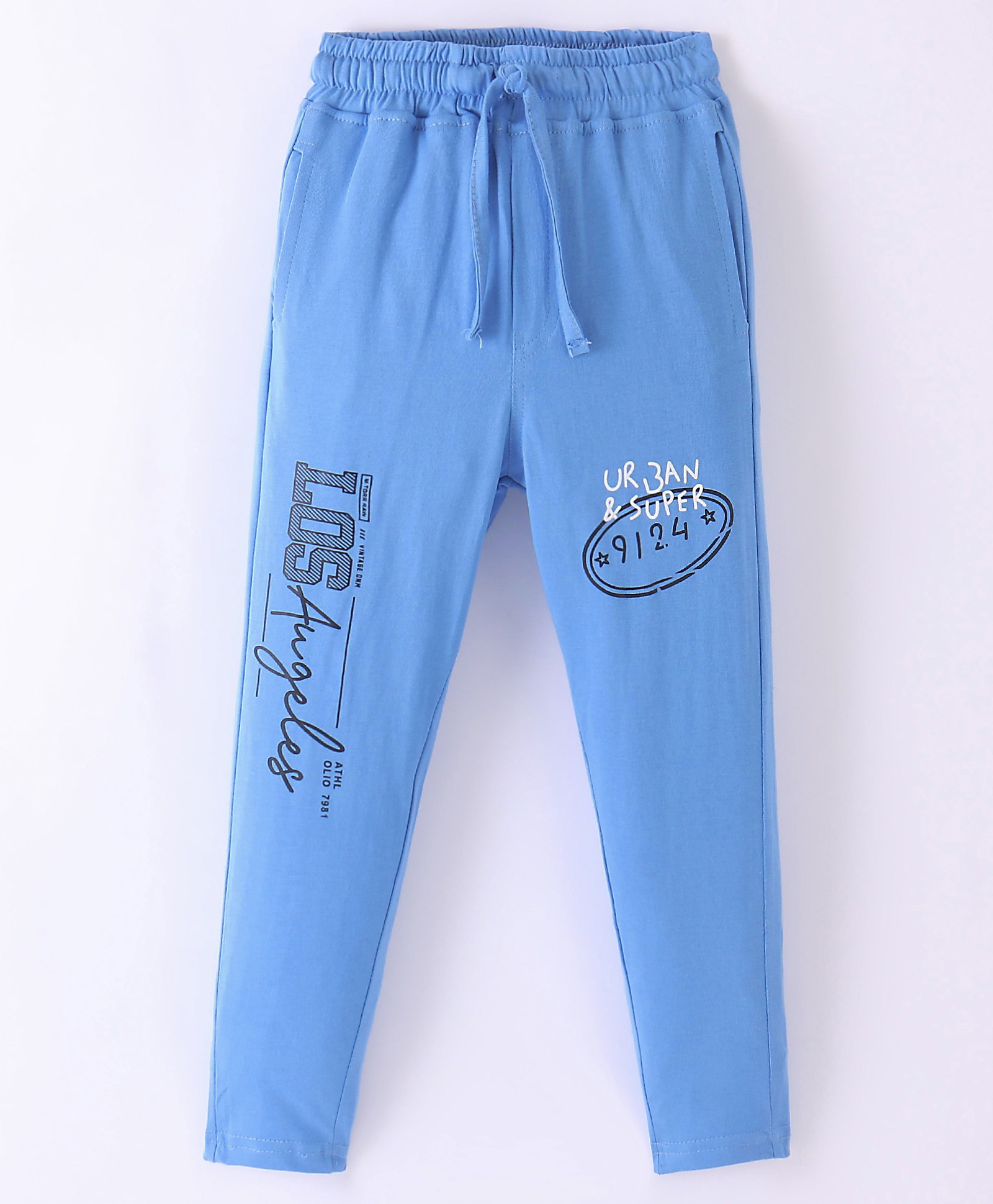 Olio Kids Sinker Full Length Track Pant Text Print - Airforce Blue-picture-22