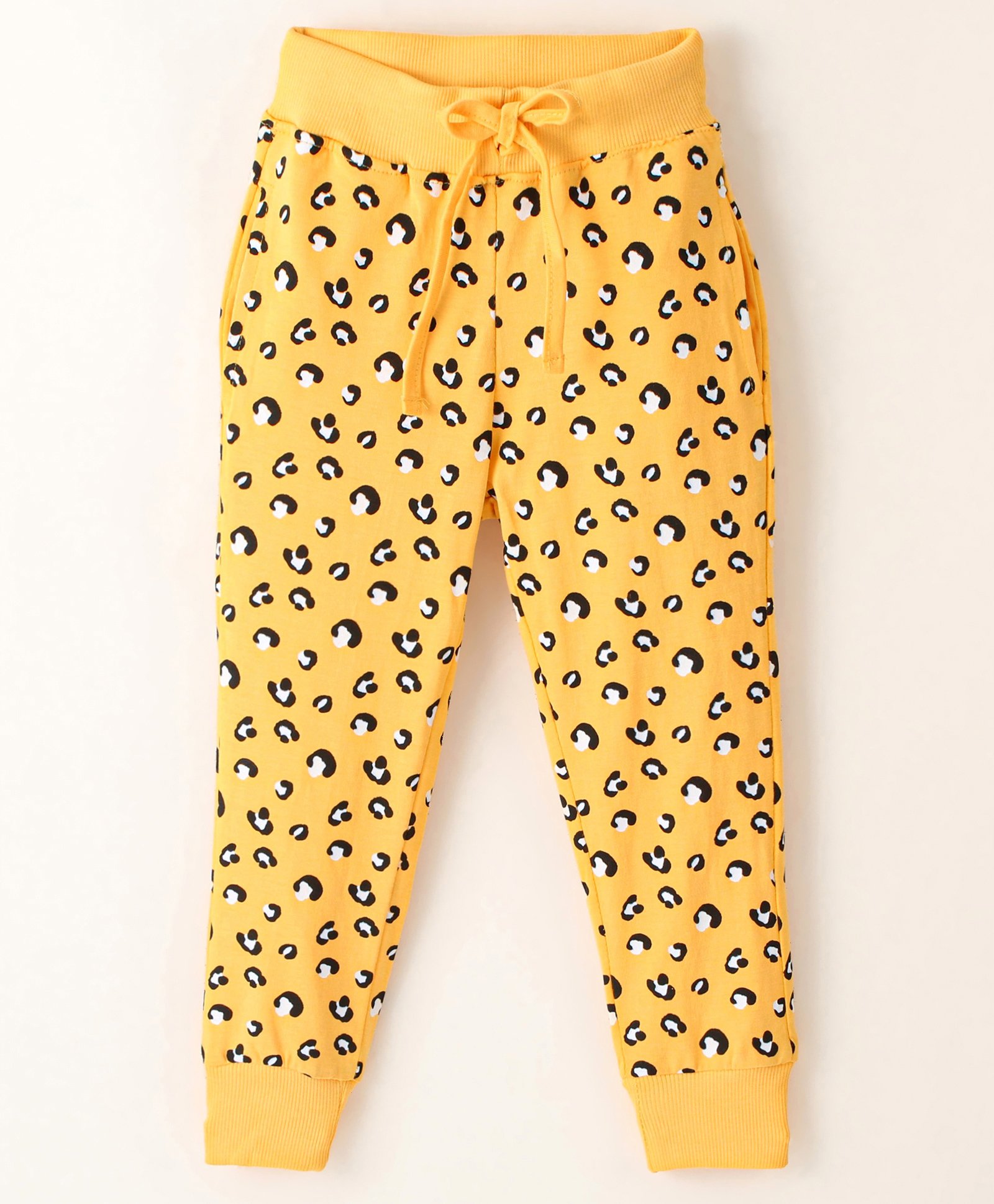Olio Kids Cotton Sinker Full Length Lounge Pant Leopard Print - Yellow-picture-28