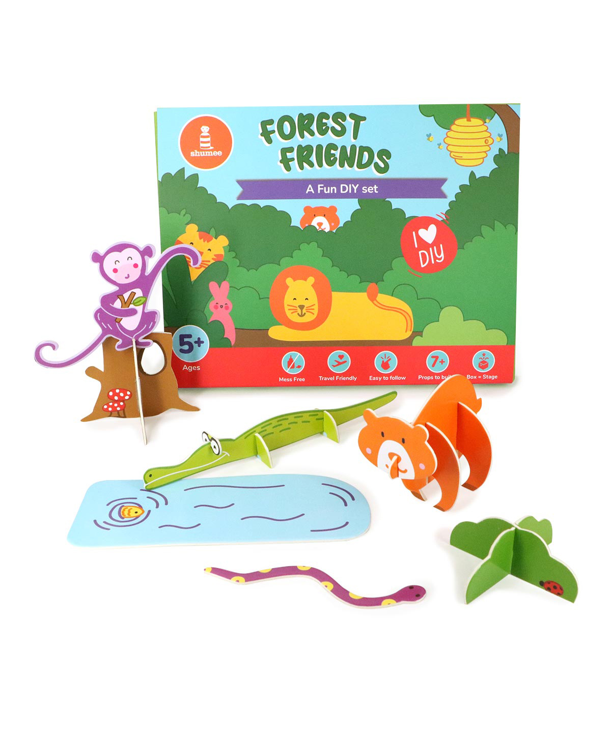 Shumee DIY Forest Friends 3D Activity Box - Multicolor (5-8 years) Comes with 5 Sheets with cut-outs,1 Sheet with a Double-Sided Background and a play Manual(30 pcs)-picture-10
