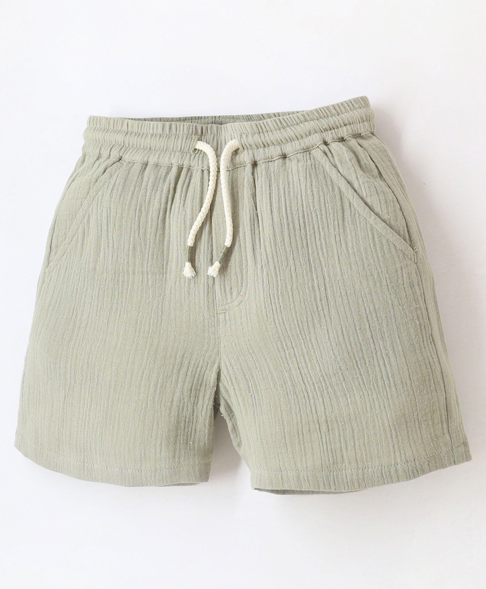 Cherry Crumble By Nitt Hyman Solid Shorts With Side Pockets - Olive Green-picture-15