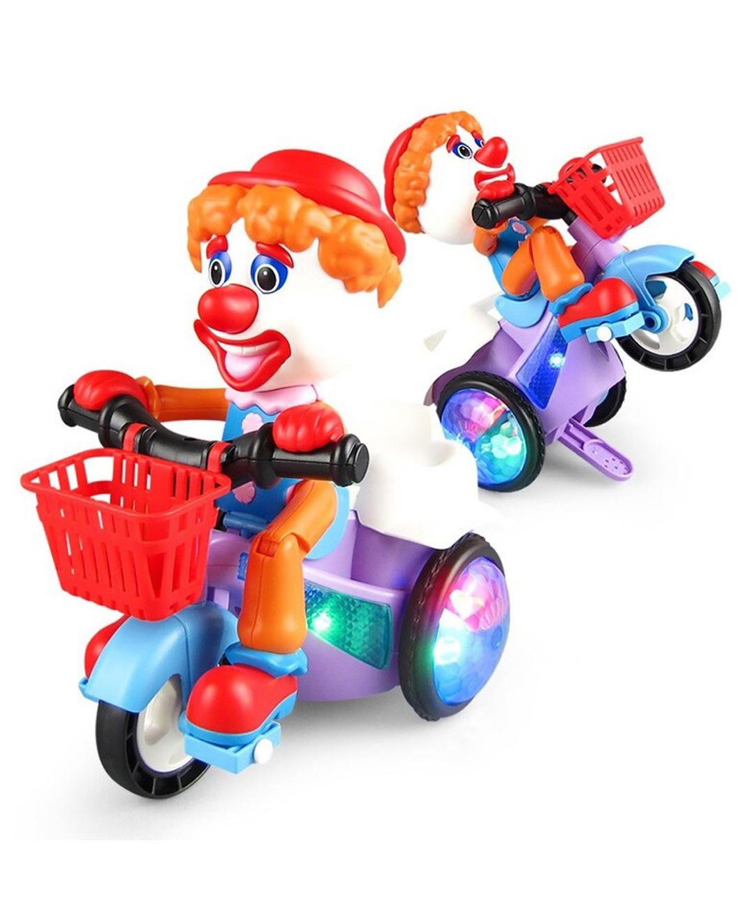 VELLIQUE Electric Cartoon Clown Tricycle Light Music Stunt Car - Multicolor-image-43