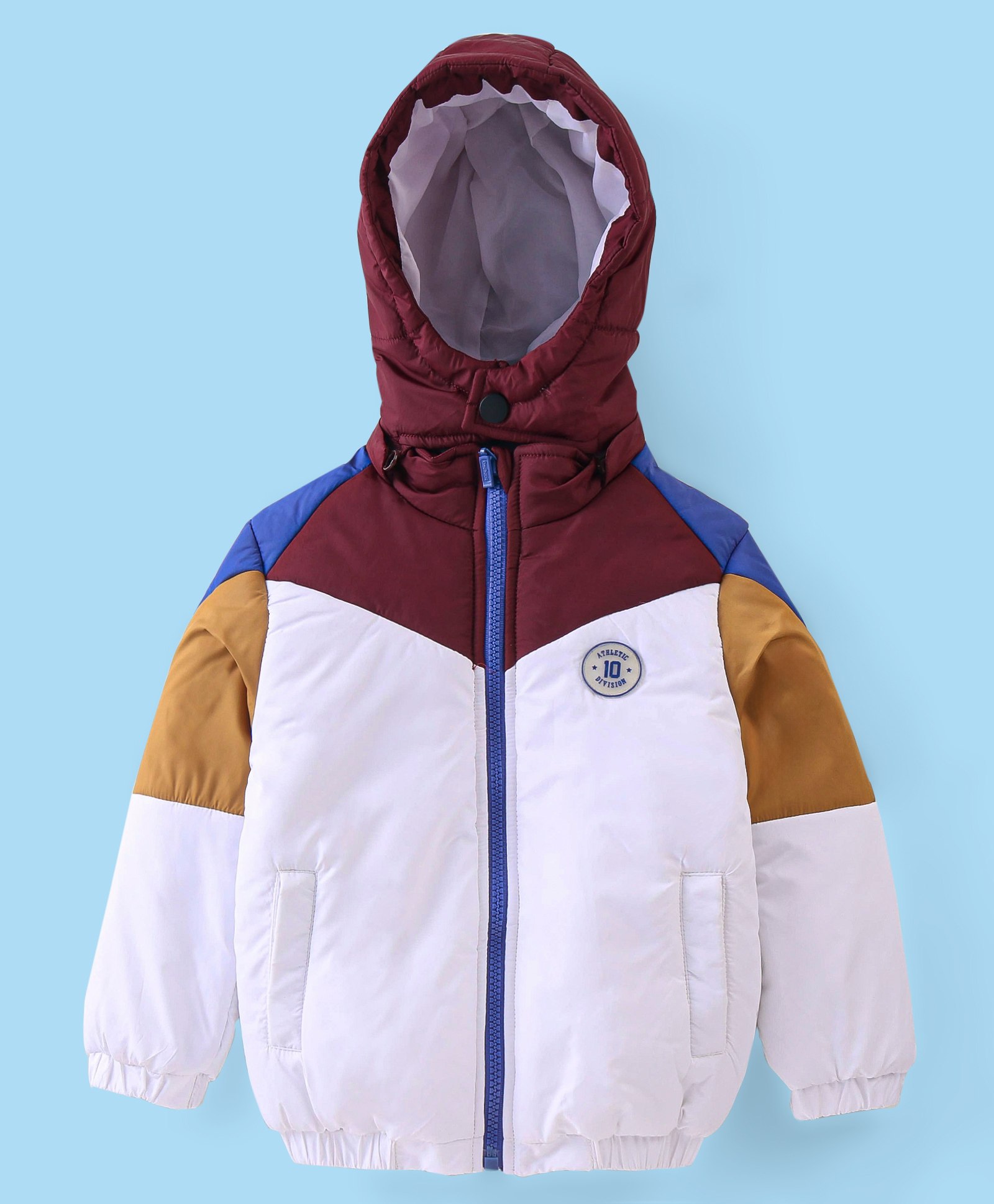 Babyhug Full Sleeves Colour Block Padded Jacket with Detachable Hood - Multicolour-image-33
