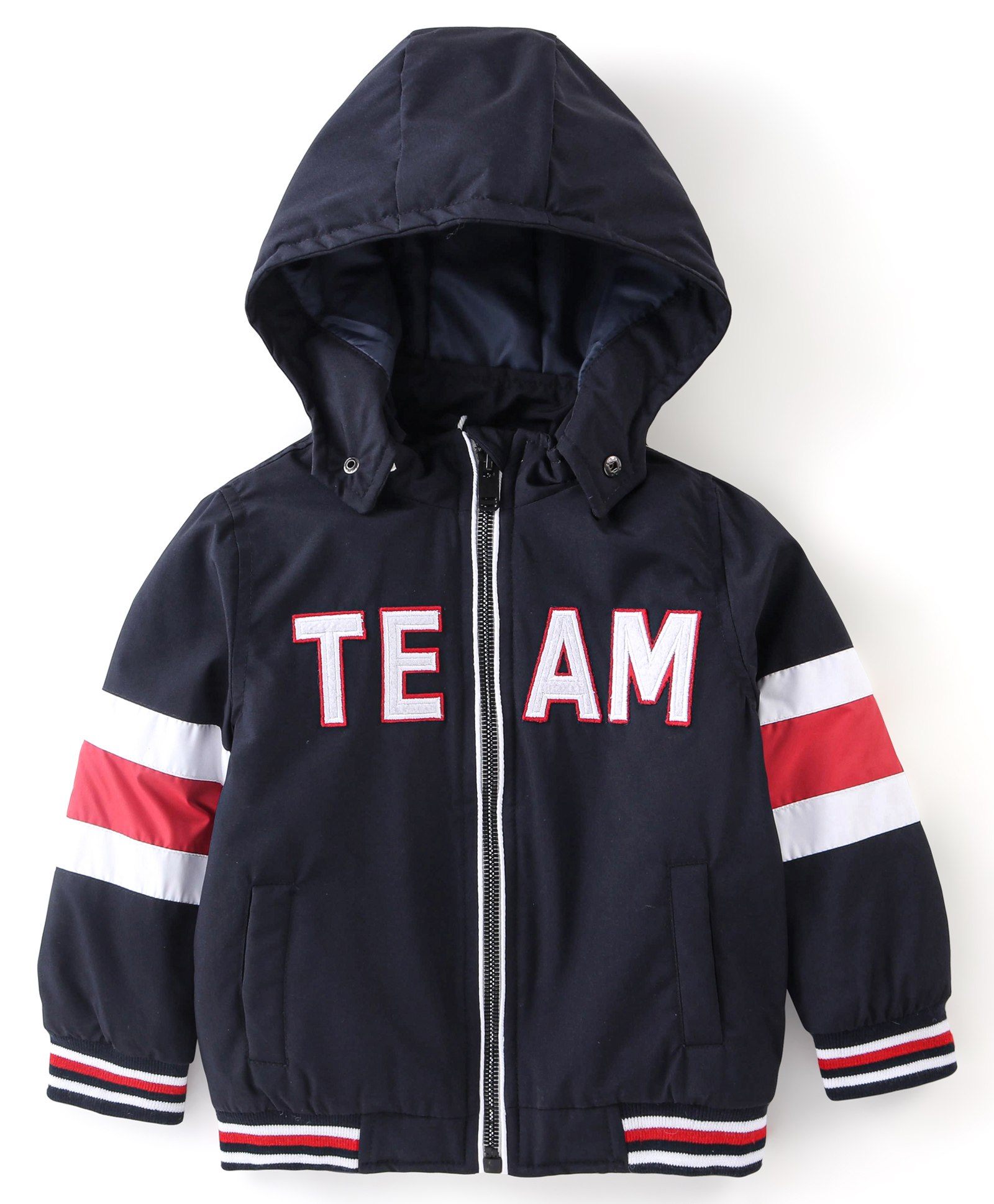 Babyhug Full Sleeves Hoodies With Colour Block & Text Print -Navy Blue-picture-16