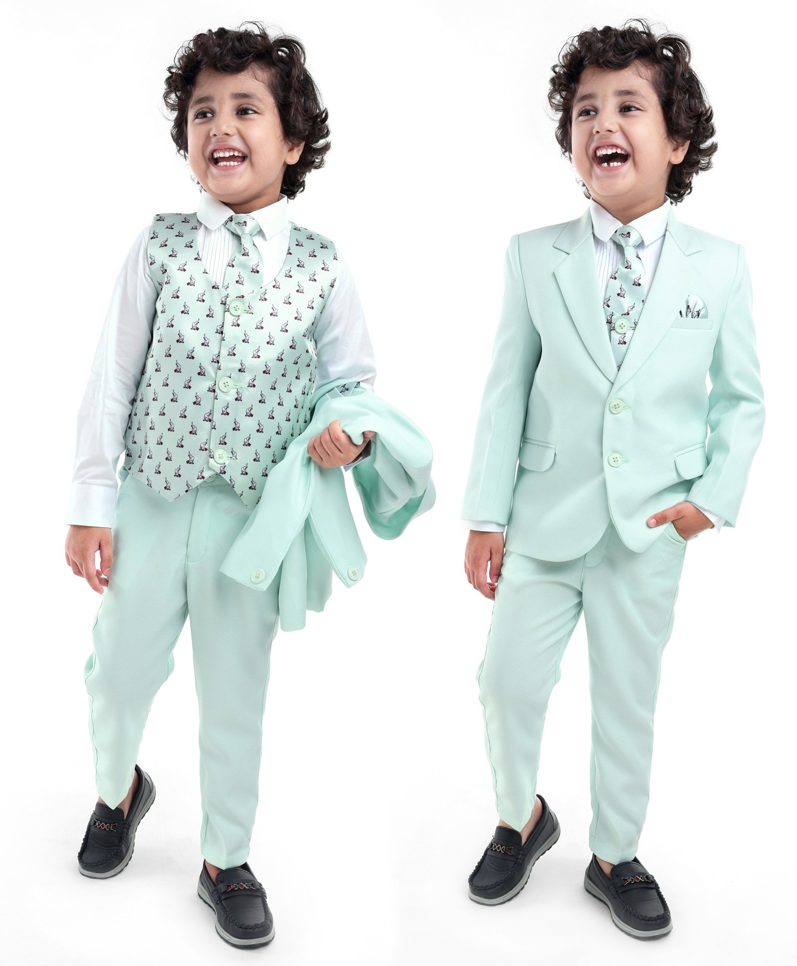 Babyhug Full Sleeves Classic Stretch Fit Party Suit Bow - Mint-image-39
