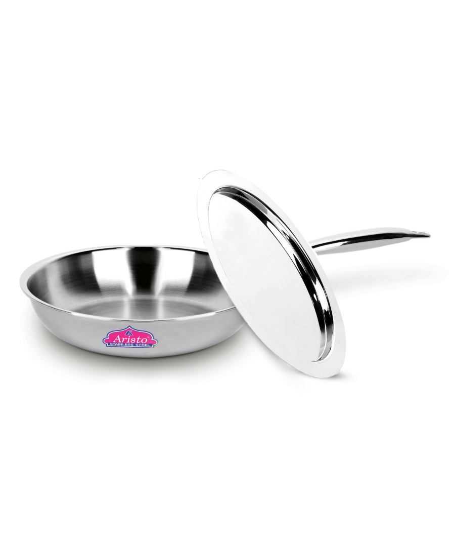 Aristo Triply Induction Friendly Frying Pan With Stainless Steel Lid 23 cm Silver - 1500 ML-image-46