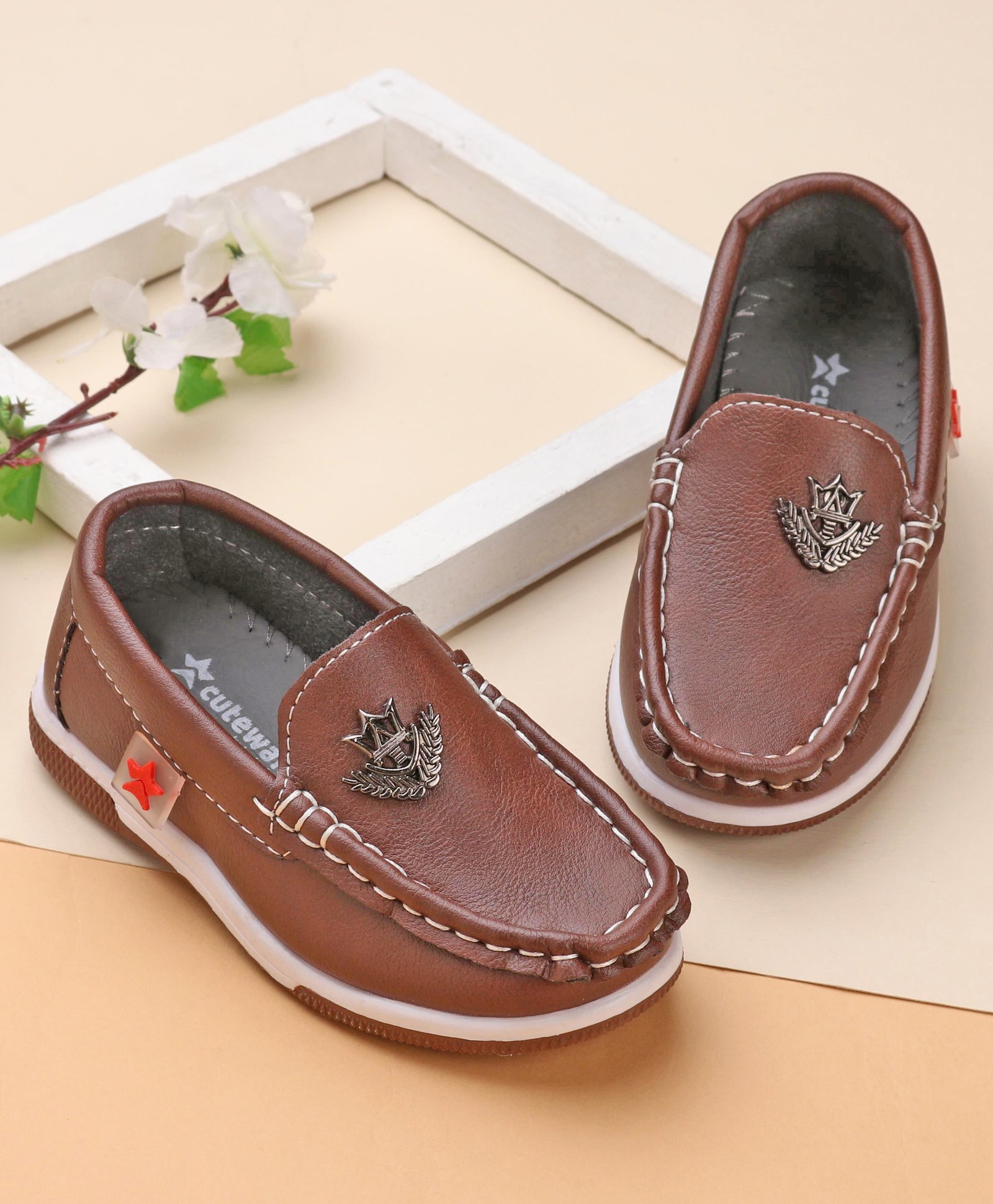 Cute Walk by Babyhug Formal & Partywear Slip On Shoes with Applique - Dark Brown-picture-27
