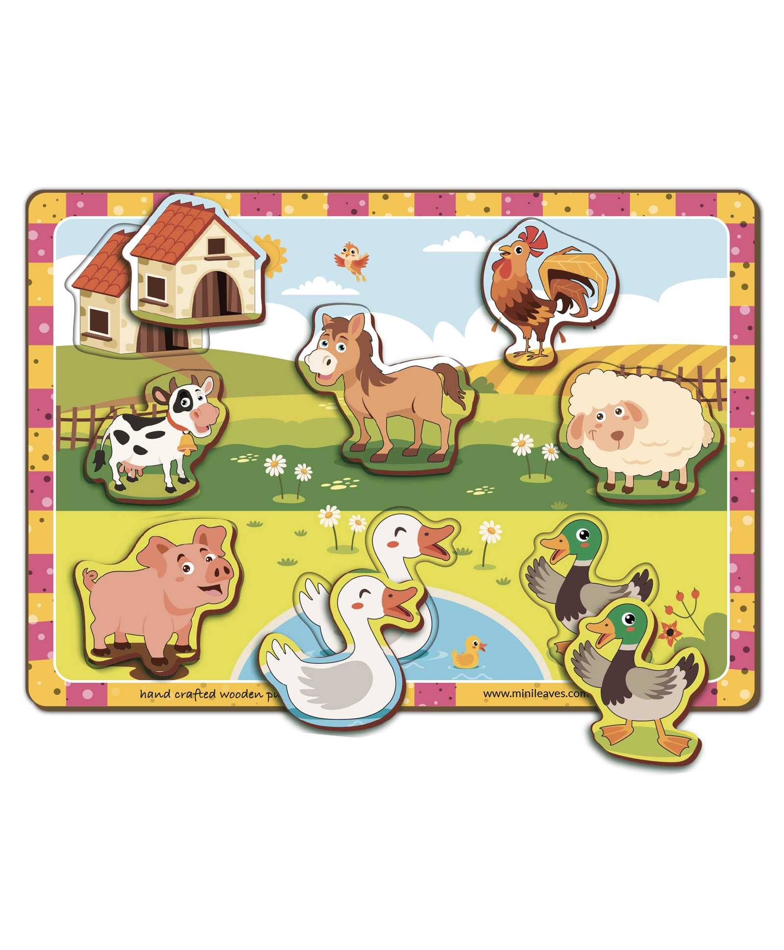minileaves Mini Leaves Farm Animals Wooden Chunky Puzzle- 8 pieces-picture-25