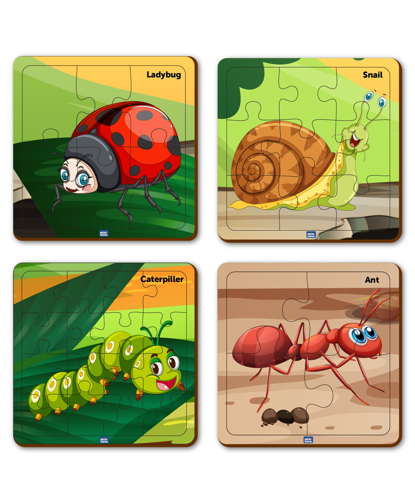 minileaves Mini Leaves Insects Themed 4 In A Box Level Up Wooden Puzzles- 36 Pieces-picture-41