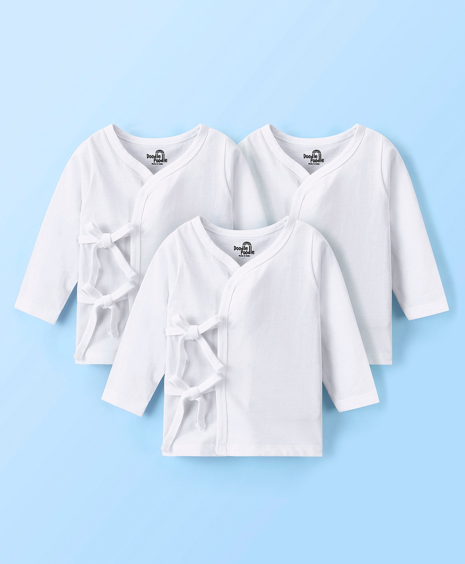Doodle Poodle 100% Cotton Full Sleeves Solid Colour Jhablas Pack of 3 - White-picture-16