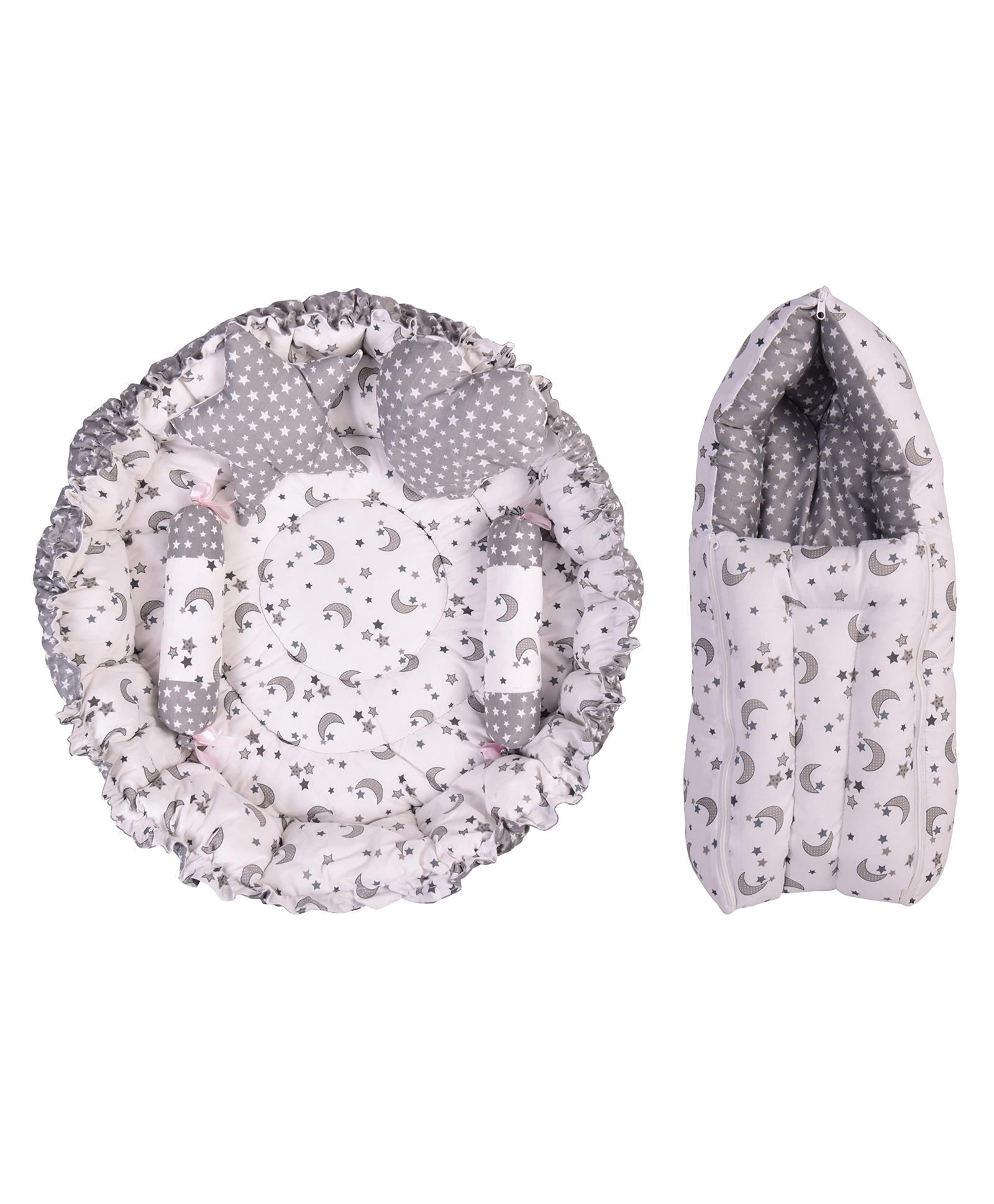 Toddylon Baby Bedding Combo Sleeping Essential Reversible Nest Bed & Carry Bag - Grey-image-49