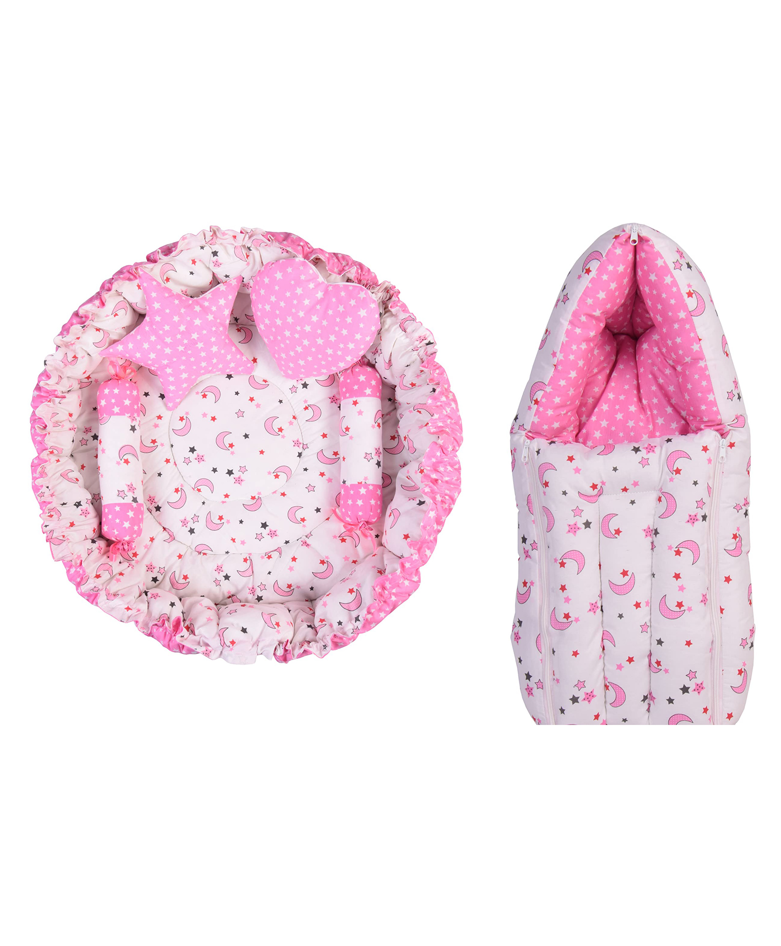 Toddylon Baby Bedding Combo Sleeping Essential Reversible Nest Bed & Carry Bag - Pink-picture-27