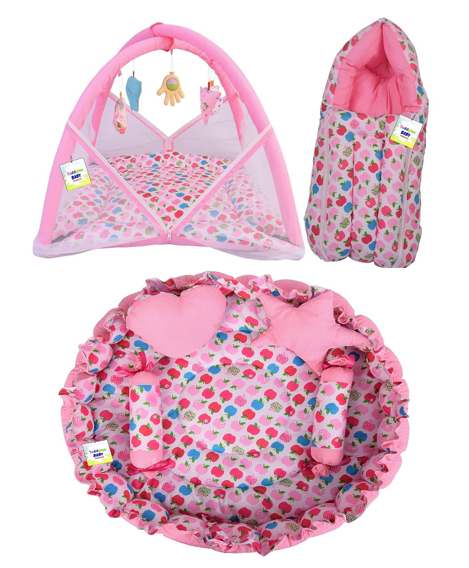 Toddylon New Born Baby Bedding Combo Set - Pink-picture-39