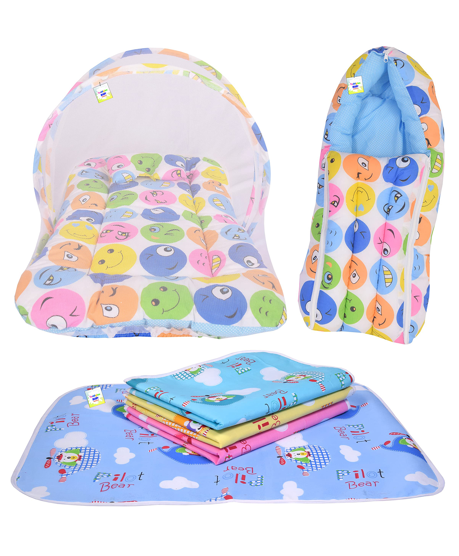 Toddylon New Born Baby Sleeping Essential Bedding Combo Set- Blue-picture-20