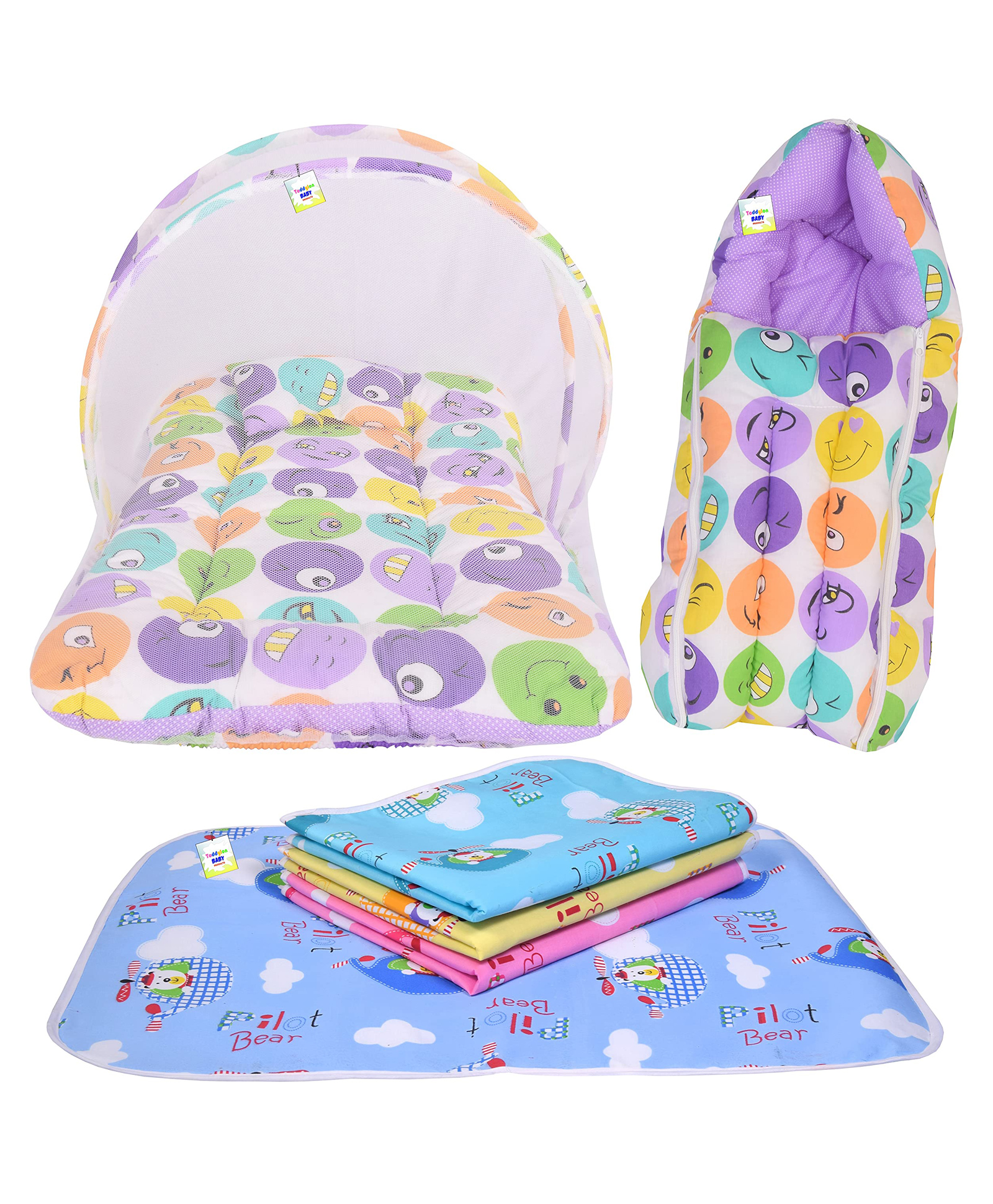 Toddylon New Born Baby Sleeping Essential Bedding Combo Set- Purple-picture-36