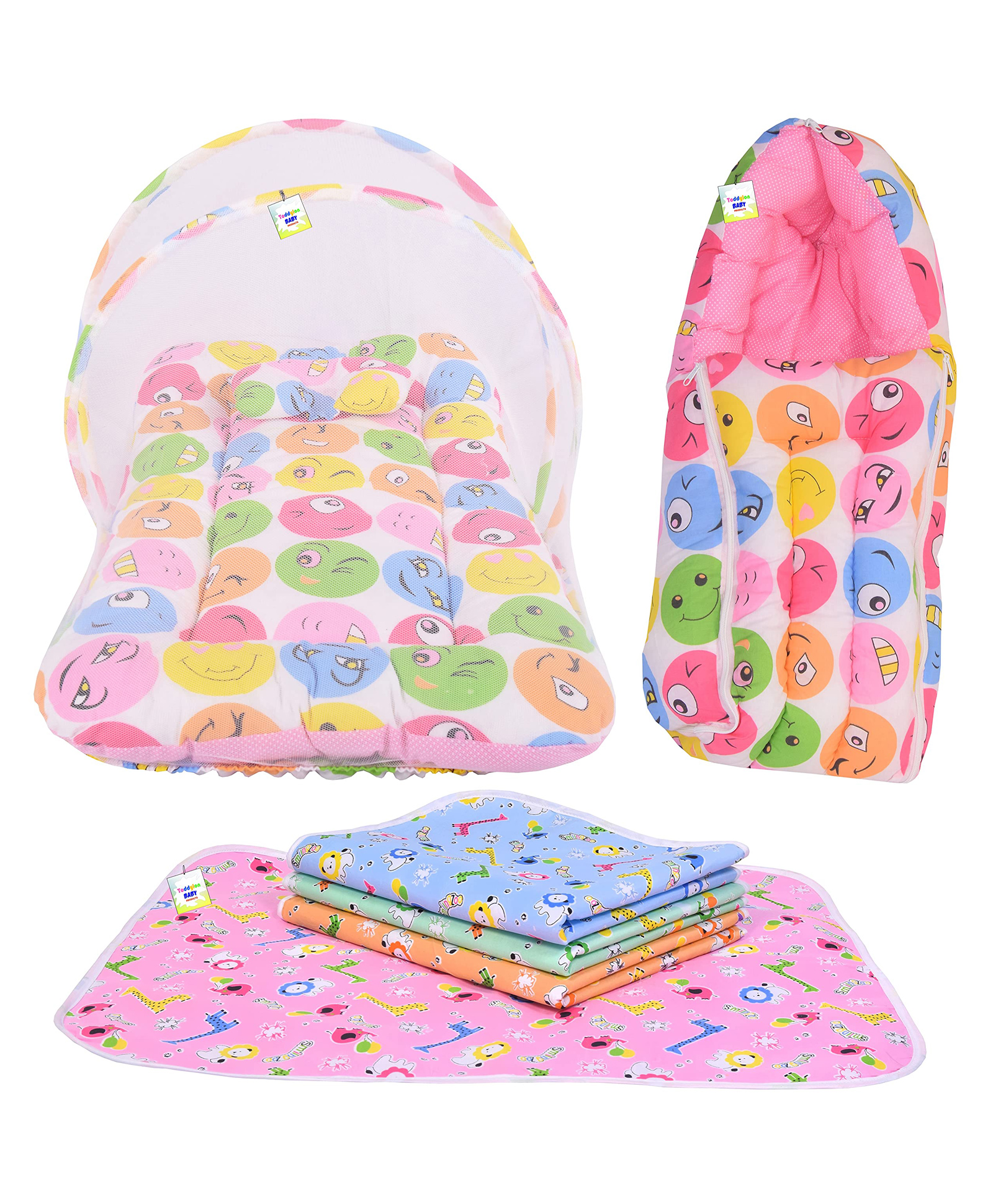 Toddylon New Born Baby Sleeping Essential Bedding Combo Set- Pink-picture-38