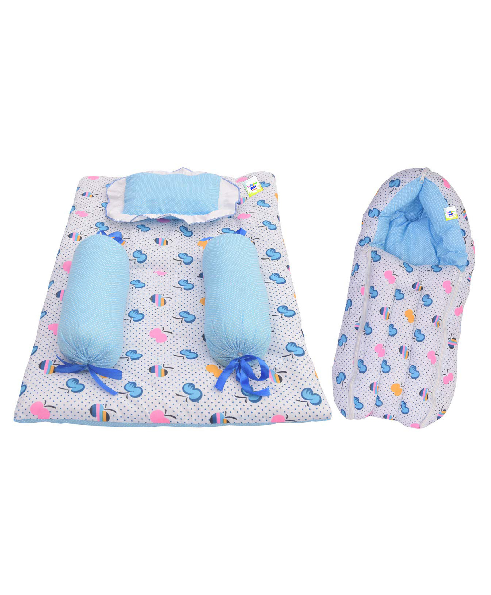 Toddylon Baby Bedding for New Born Sleeping Bag & 4 Pcs Gaddi Set - Blue-picture-33