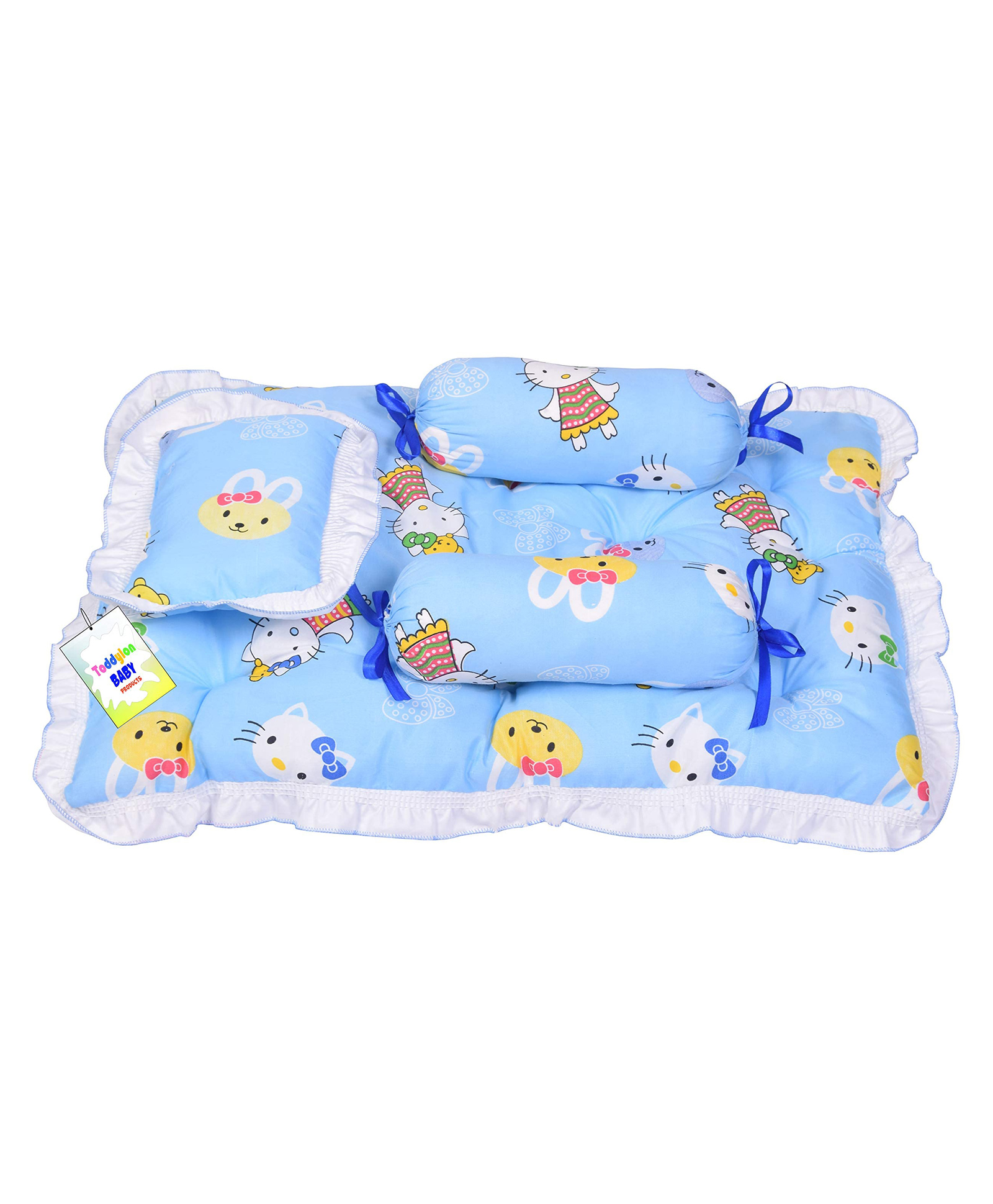 Toddylon Baby Bedding Set New Born Mattress Gaddi With Pillow & Bolsters - Blue-picture-28