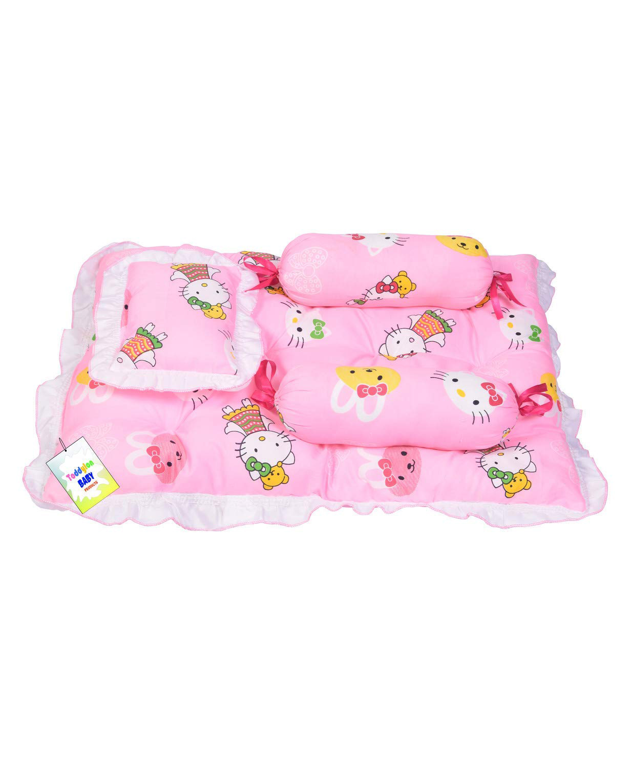 Toddylon Baby Bedding Set New Born Mattress Gaddi With Pillow & Bolsters - Pink-picture-27