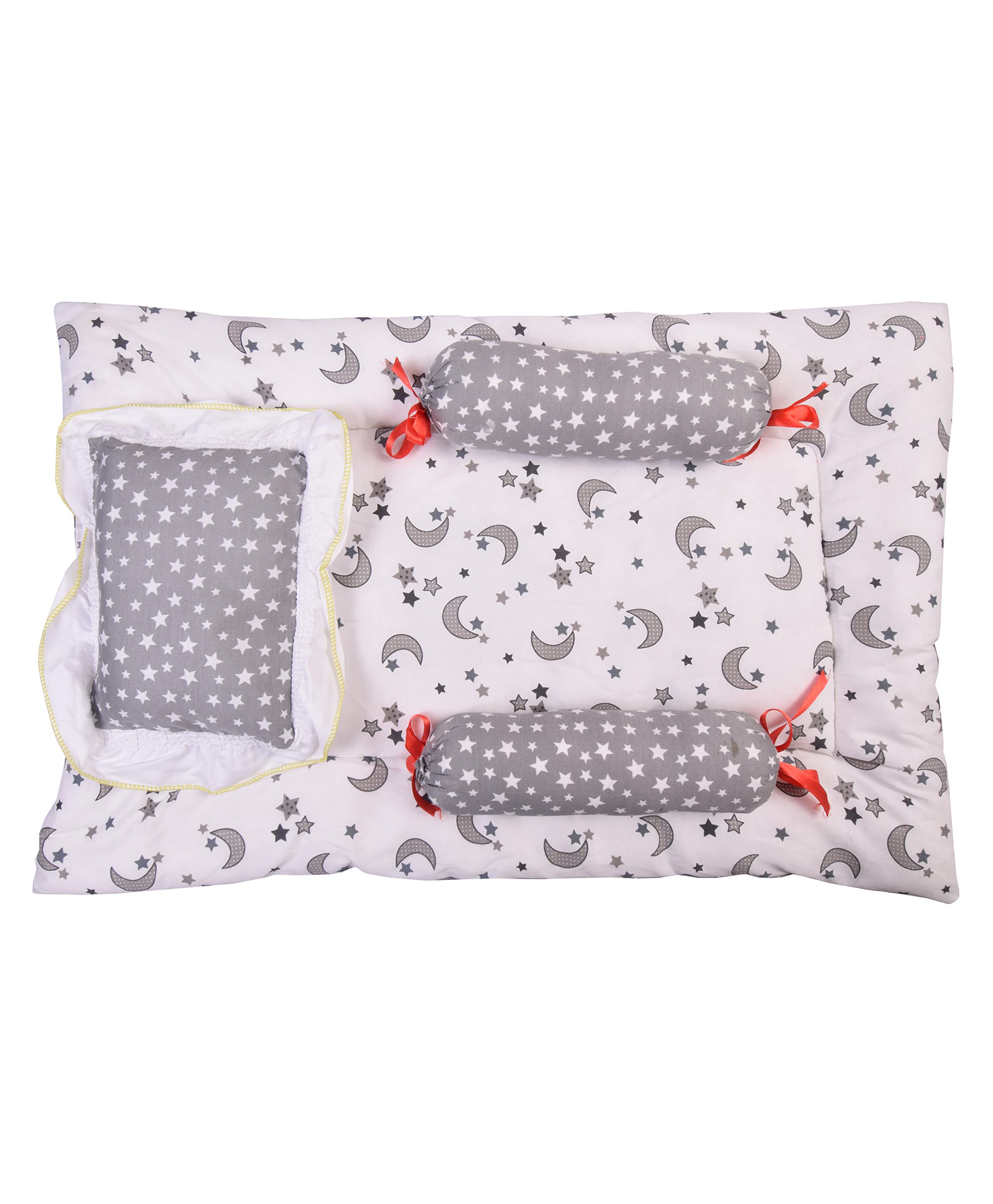 Toddylon Baby Bedding Set New Born Mattress Gaddi With Pillow & Bolsters - Grey-picture-31