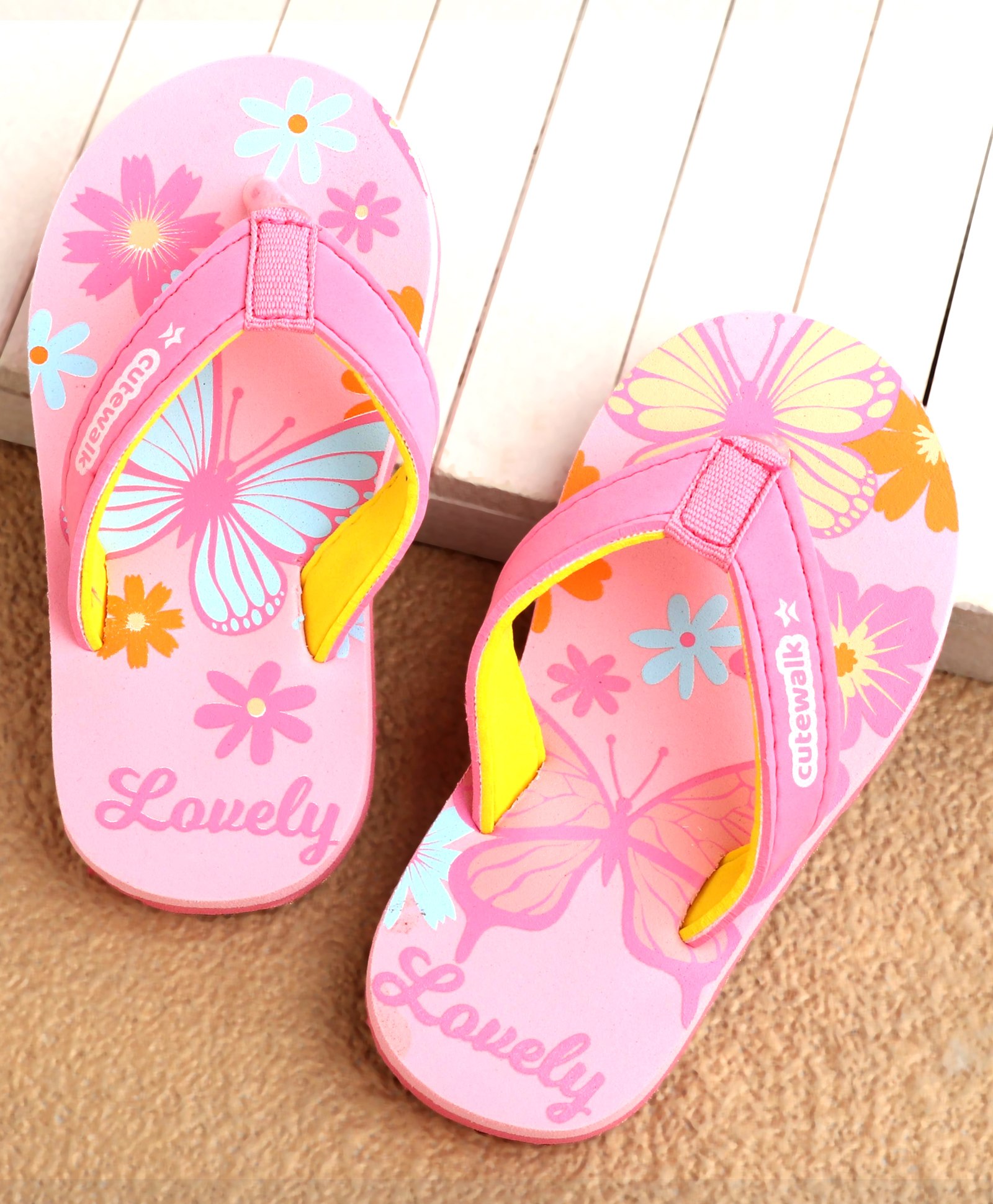 Cute Walk by Babyhug Slip On Butterfly Printed Flip Flop - Pink-image-32