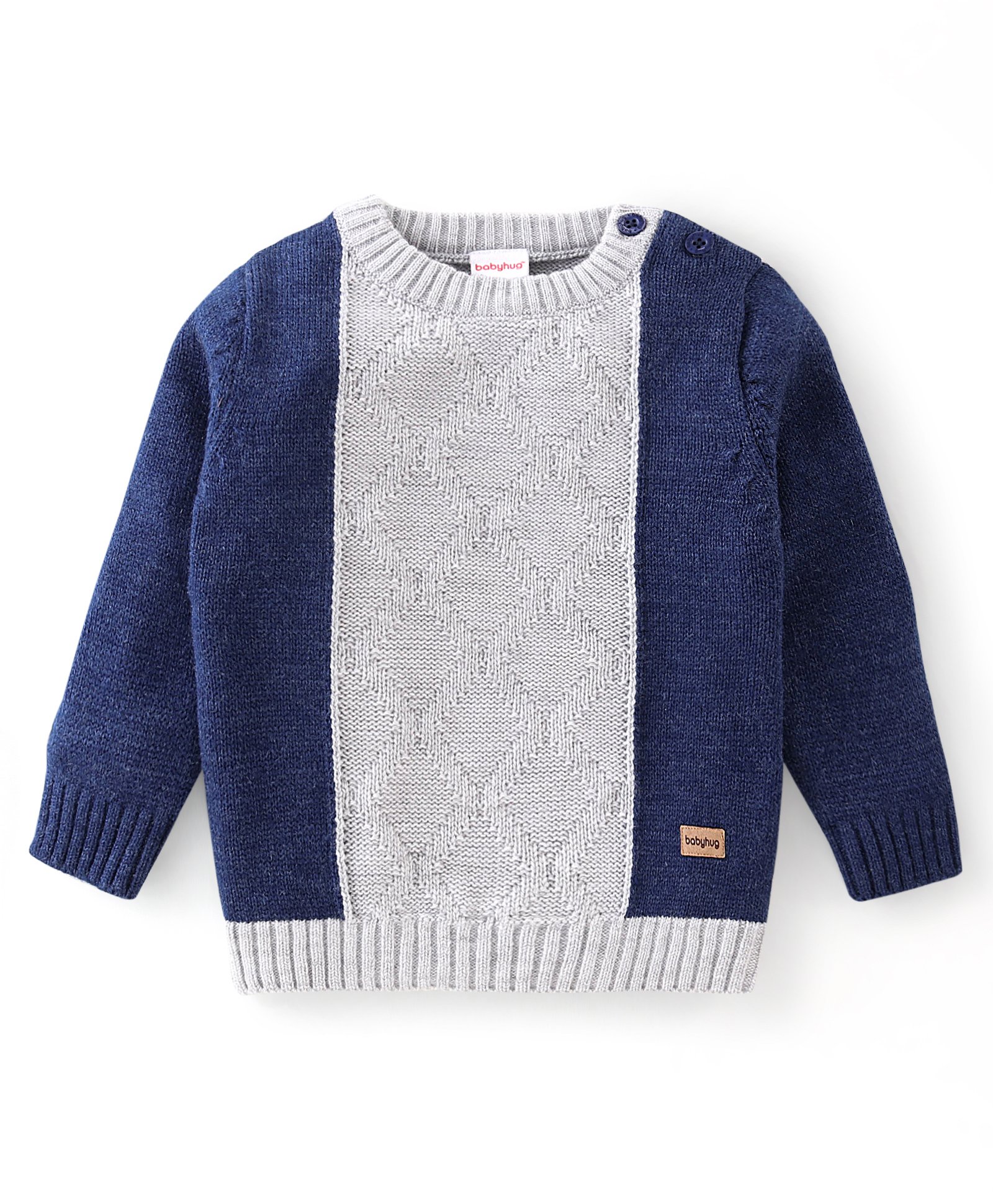 Babyhug Full Sleeves Cable Knit Pullover - Multicolour-image-41