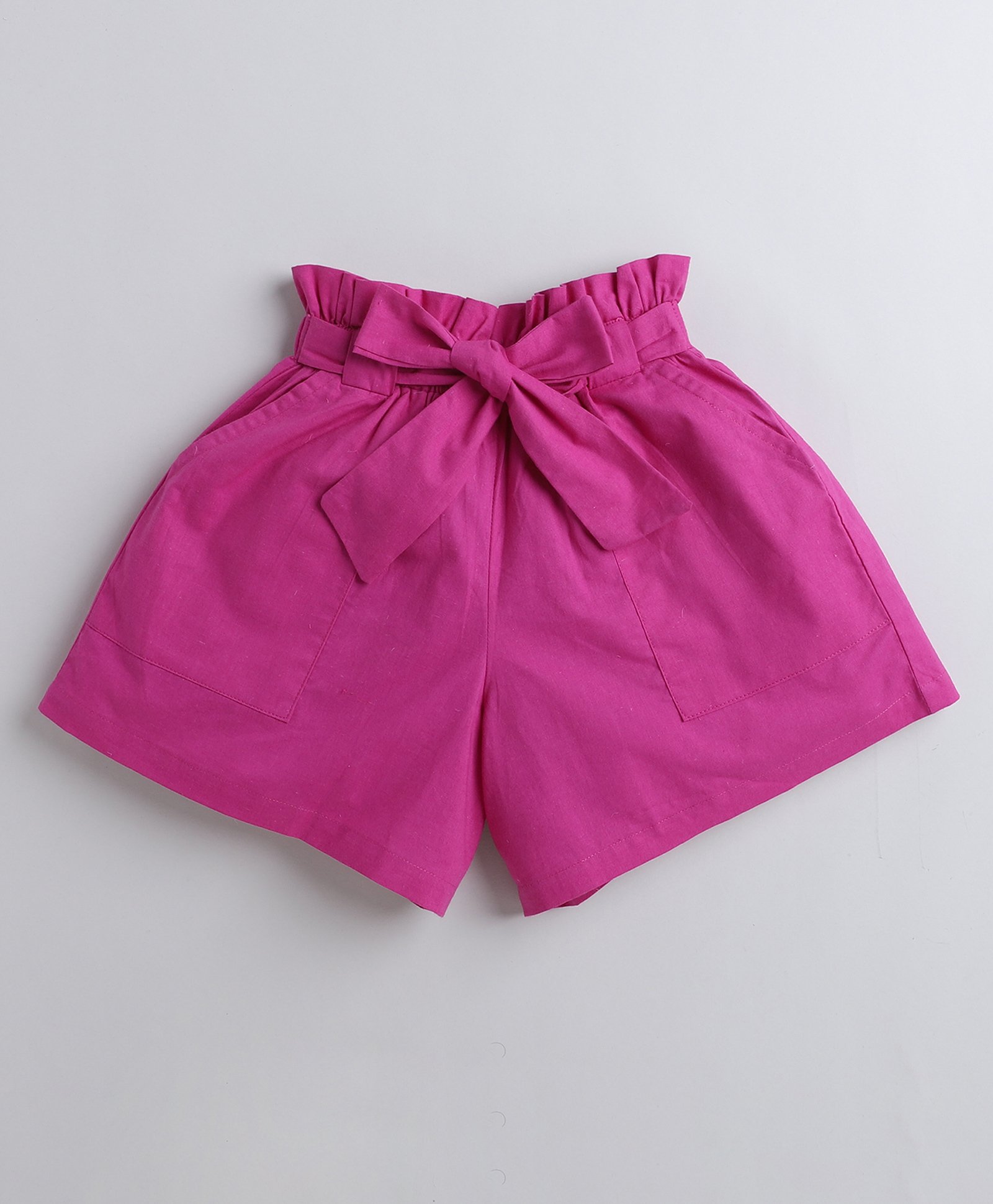 Aww Hunnie Two Side Pocket Cotton Shorts With Attached Belt -  Purple-picture-22