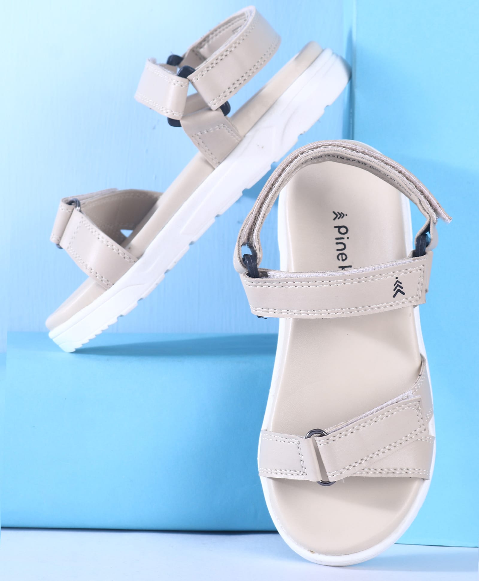 Pine Kids Solid Colored Velcro Closure Sandals - Beige-picture-13
