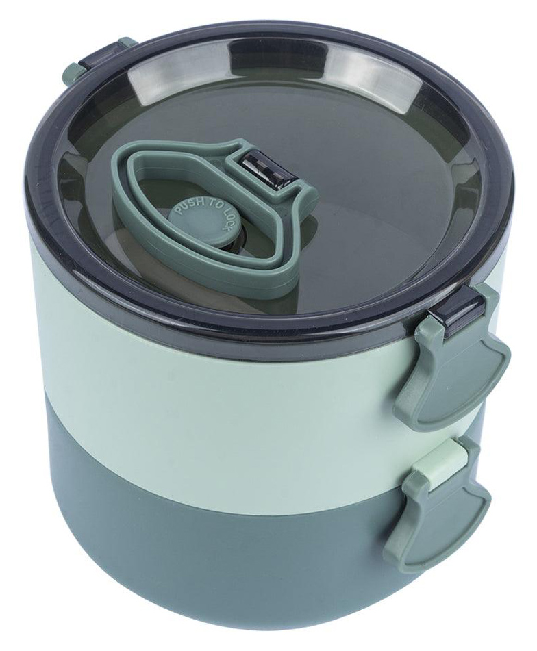 SANJARY 2 Layer Plastic Round Lunch Box  - Green-picture-2