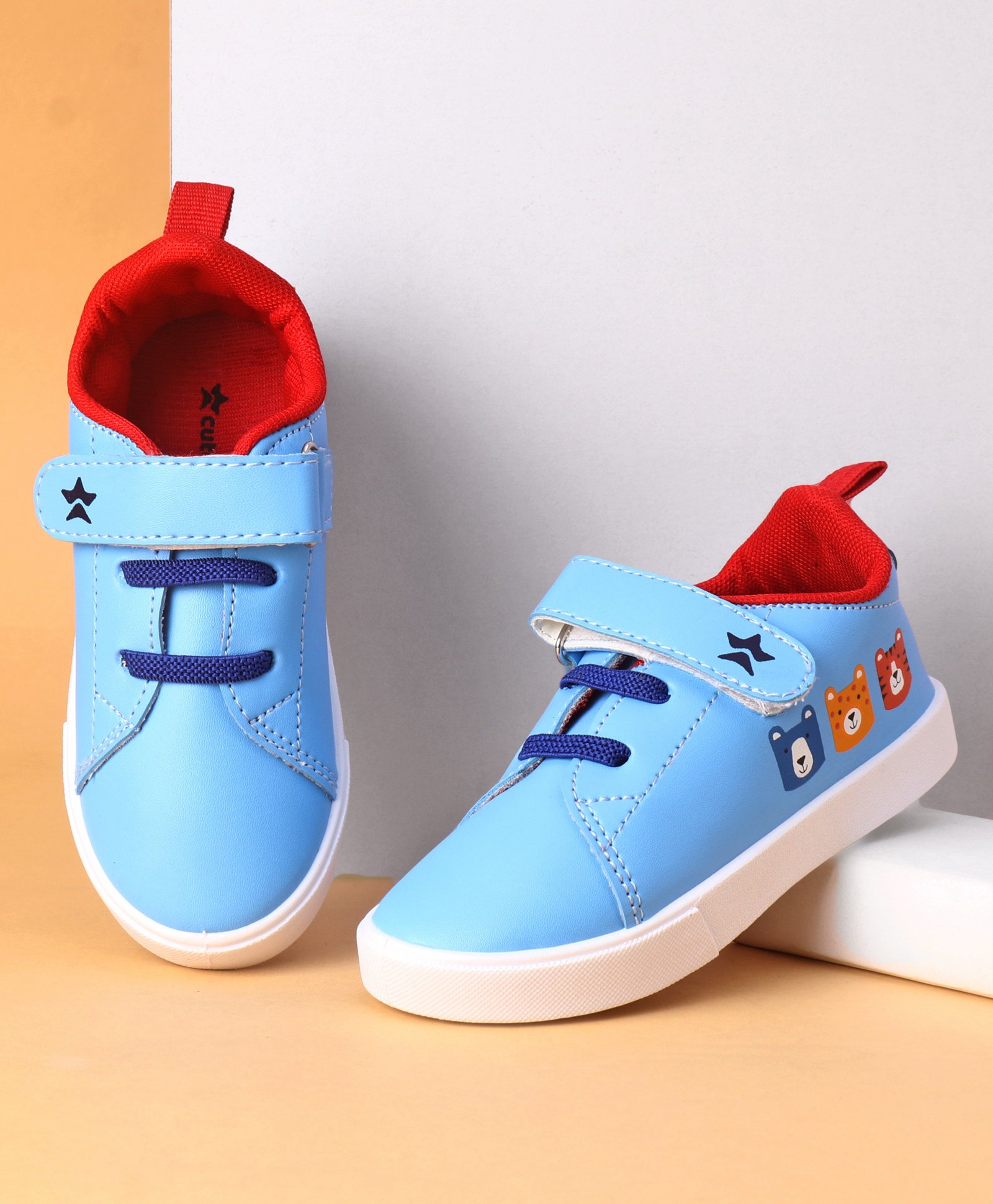 Cute Walk by Babyhug Casual Shoes with Velcro Closure Widl Animal Print - Blue-picture-24