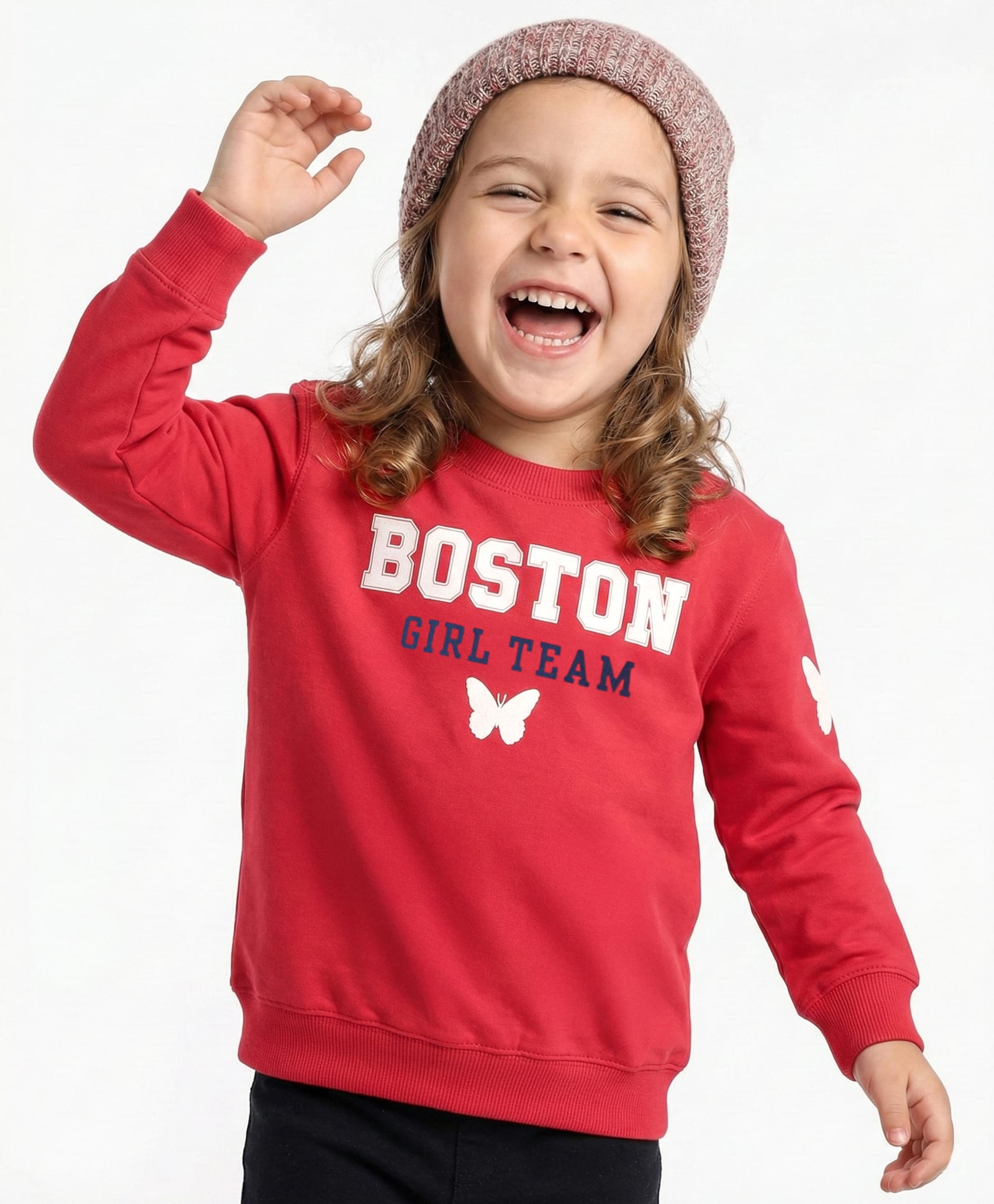 Doreme Terry Full Sleeves Text Print Sweatshirt - Red-image-29