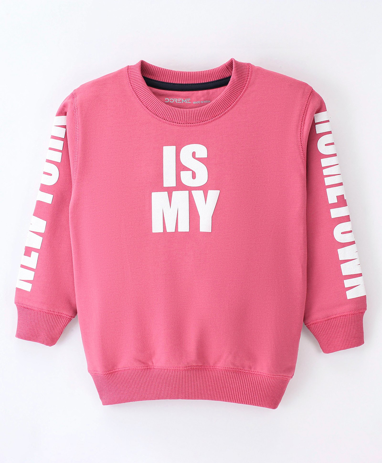 Doreme Terry Full Sleeves Text Print Sweatshirt - Pink-picture-21