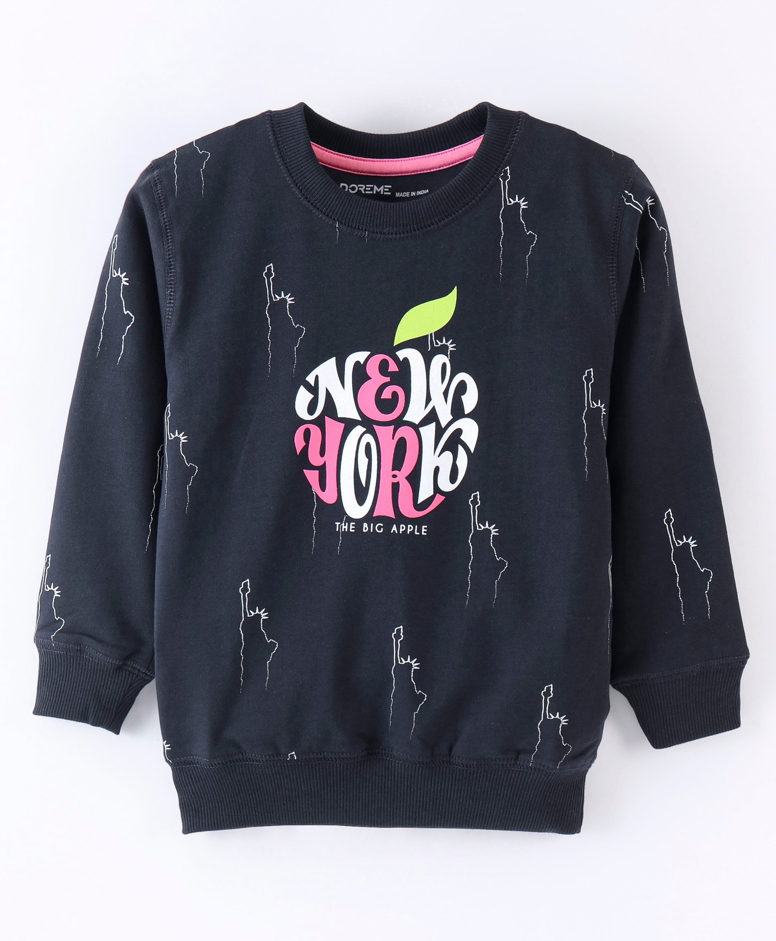 Doreme Terry Full Sleeves Text Print Sweatshirt - Blue-image-30