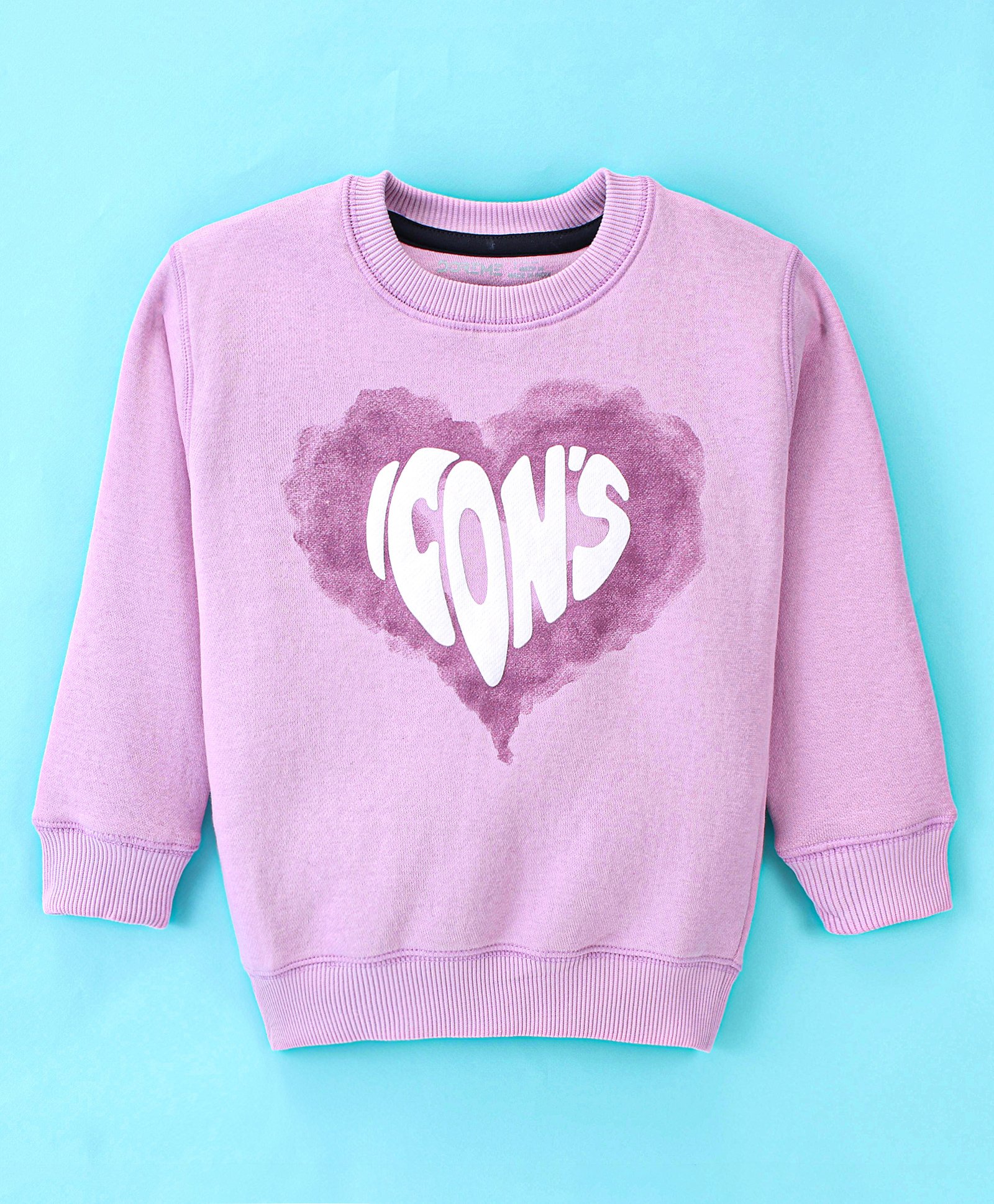 Doreme Fleece Full Sleeves Text Printed Sweatshirt - Iris Lilac-image-13
