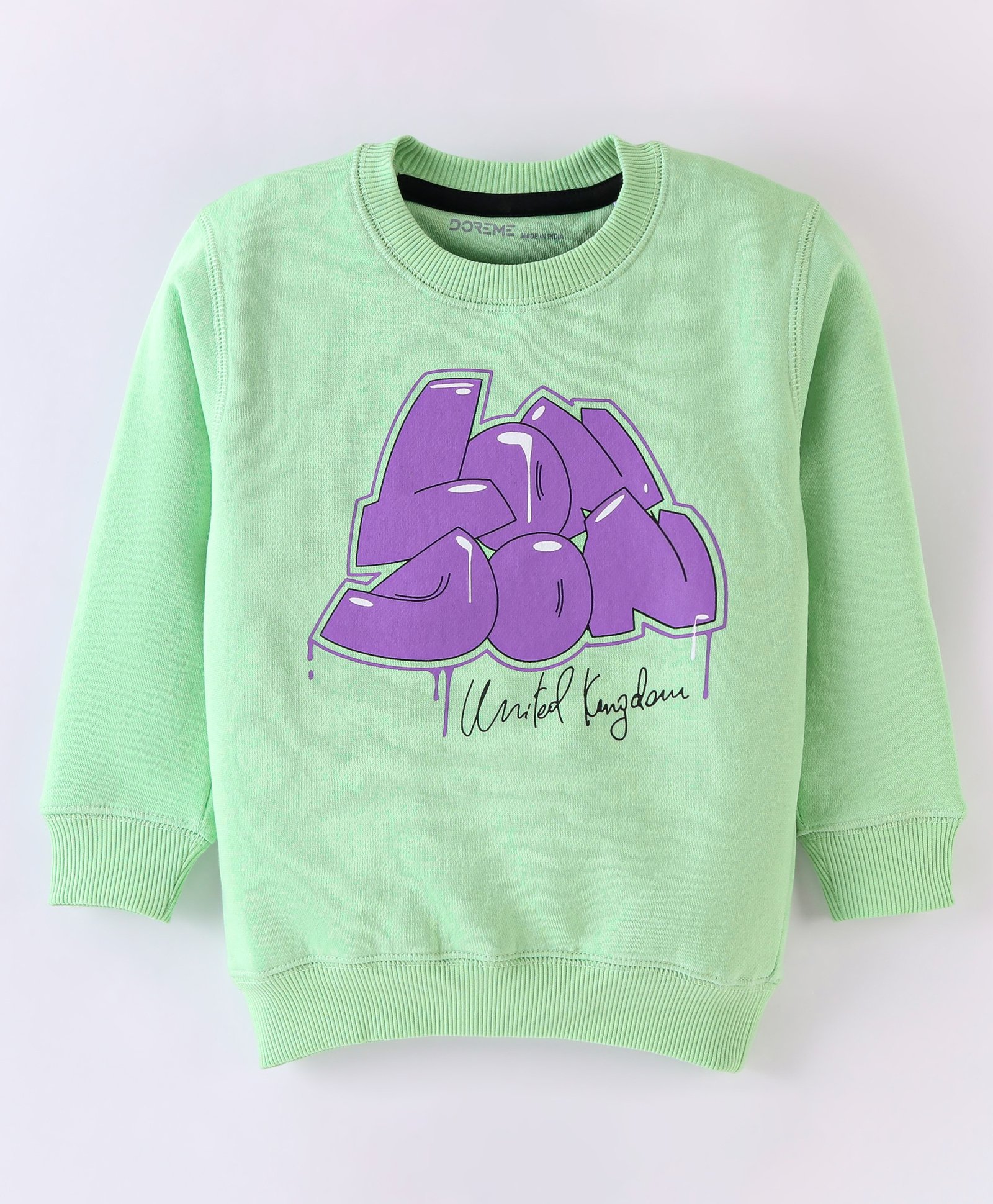 Doreme Fleece Full Sleeves Text Printed Sweatshirt - Bright Green-picture-15