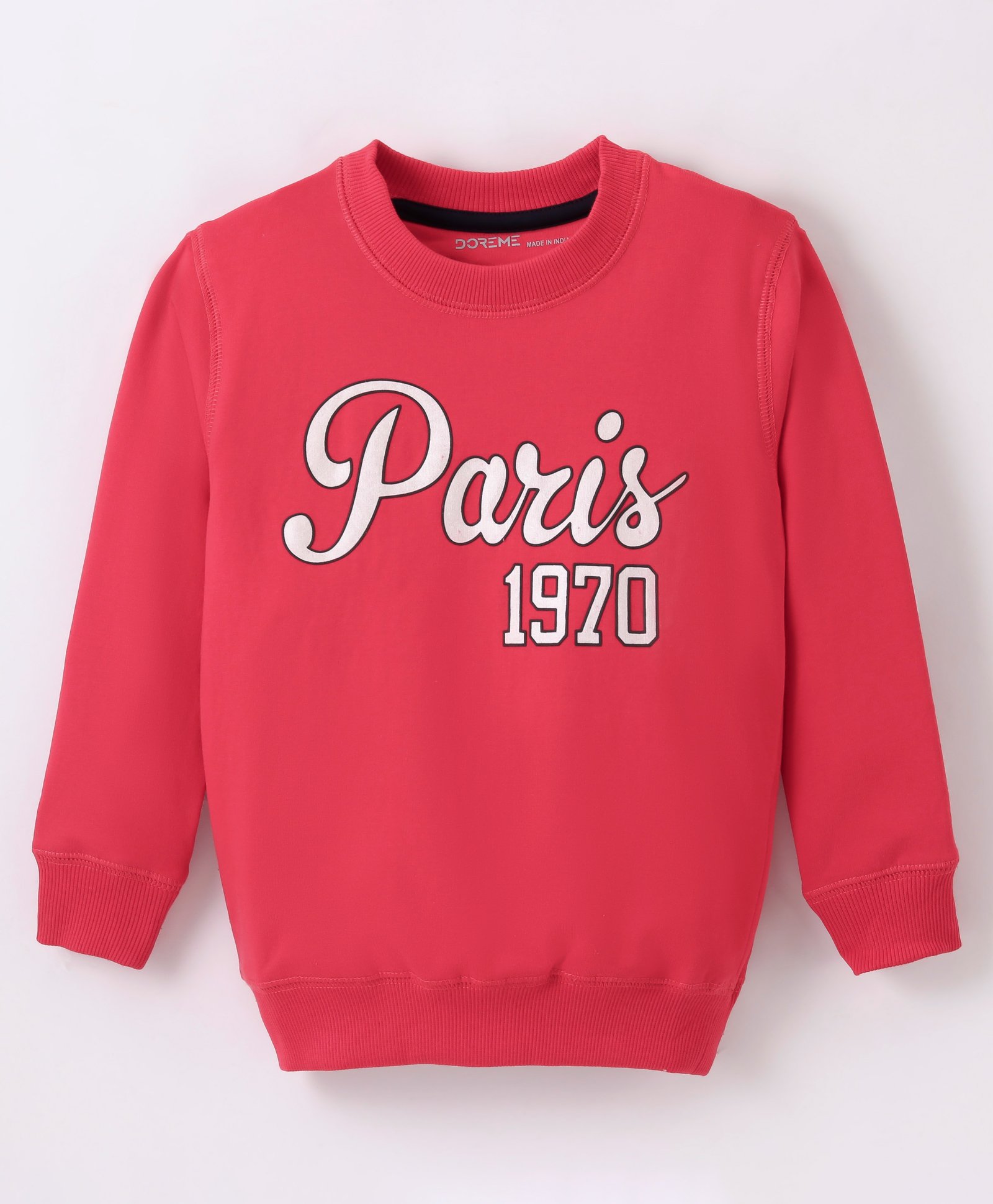 Doreme Fleece Full Sleeves Brushed Sweatshirt with Text Print - Raspberry Pink-image-26