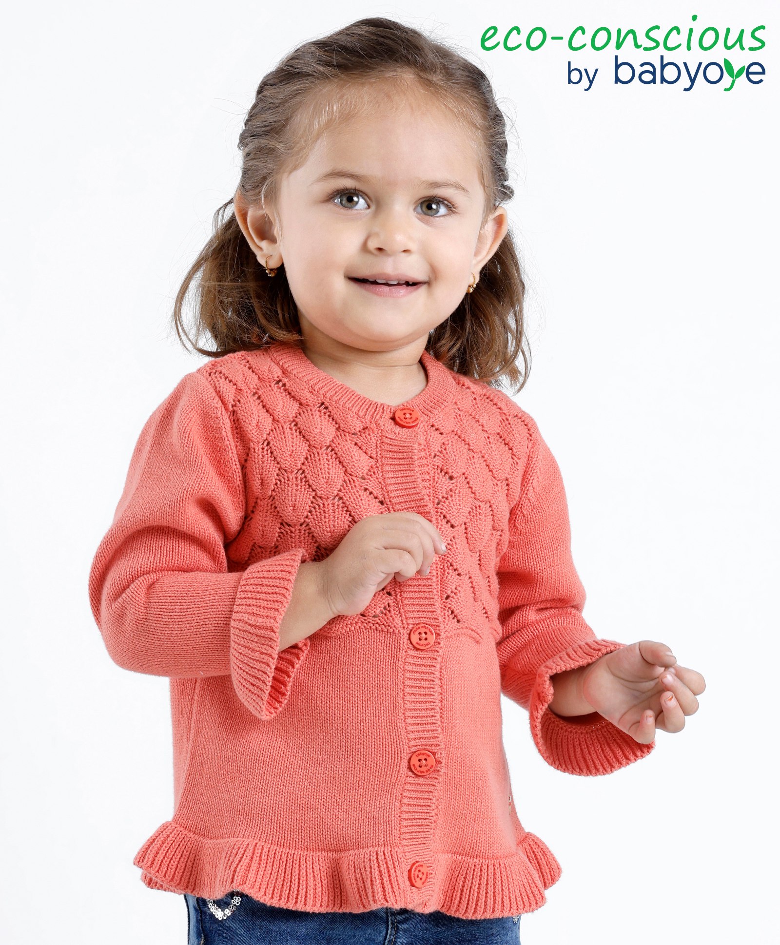Babyoye Eco Conscious 100% Cotton Solid Full Sleeves Sweaters - Red-picture-38