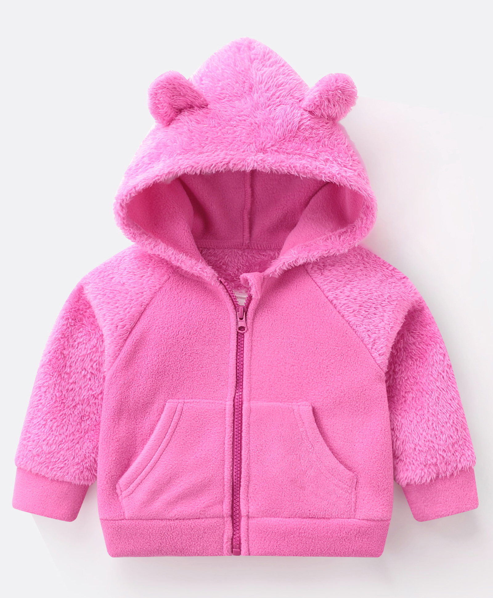 Kookie Kids Full Sleeves Solid Colour Hooded Jacket with Applique - Fuchsia-image-41