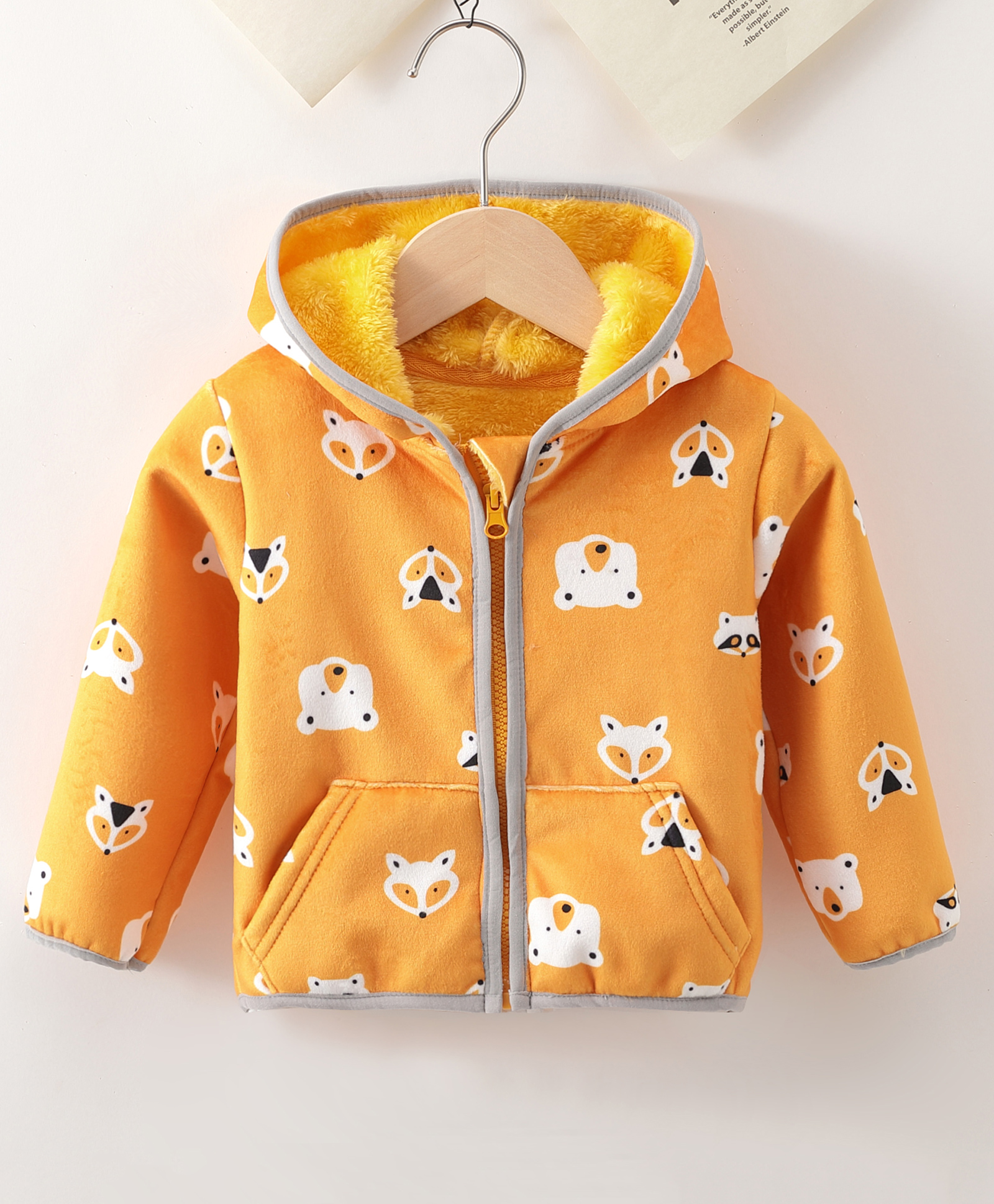 Kookie Kids Full Sleeves Bear Printed Hoodies - Yellow-image-27