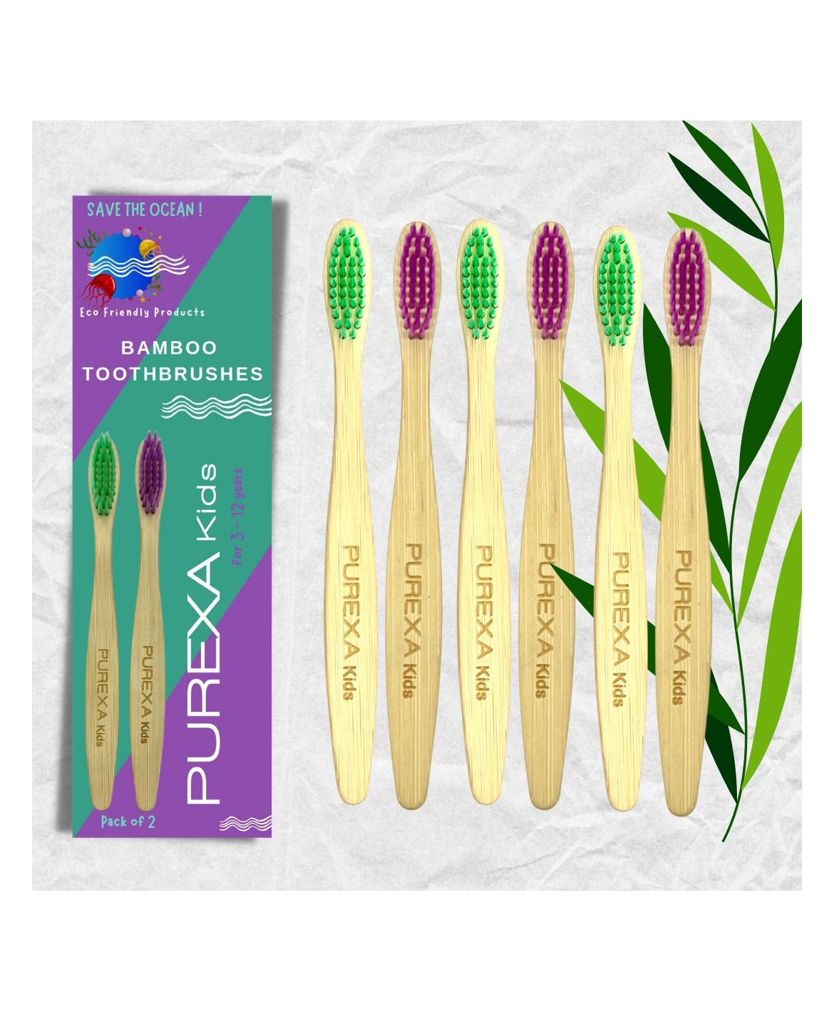 Purexa Kids Bamboo Toothbrush With Super Soft Bristles & Easy Grip Handle - Value Pack Of 6-picture-13