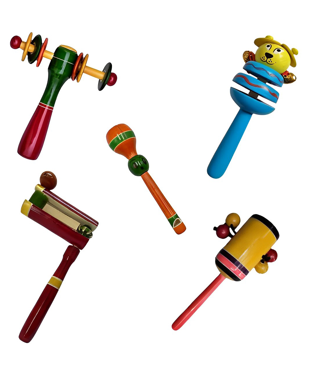 Smartcraft Toys Wooden Rattles Toys Develops Sensory Skill- Set of 5 pcs (Multicolor)-image-25
