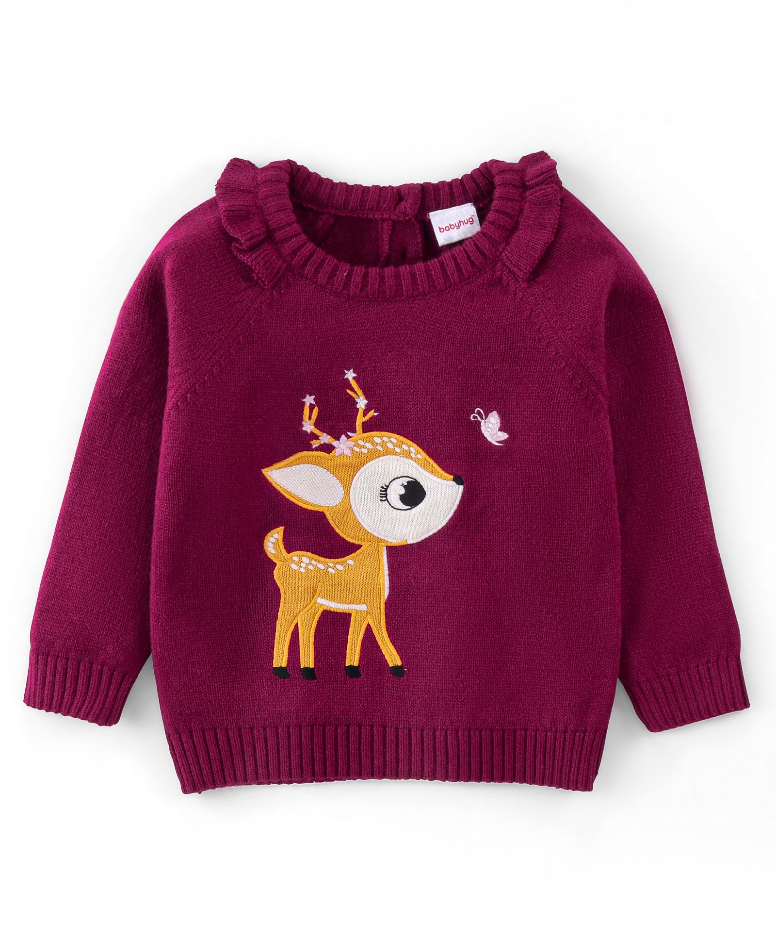 Babyhug Acrylic Knit Full Sleeves Pullover Sweater - Fushia-image-49