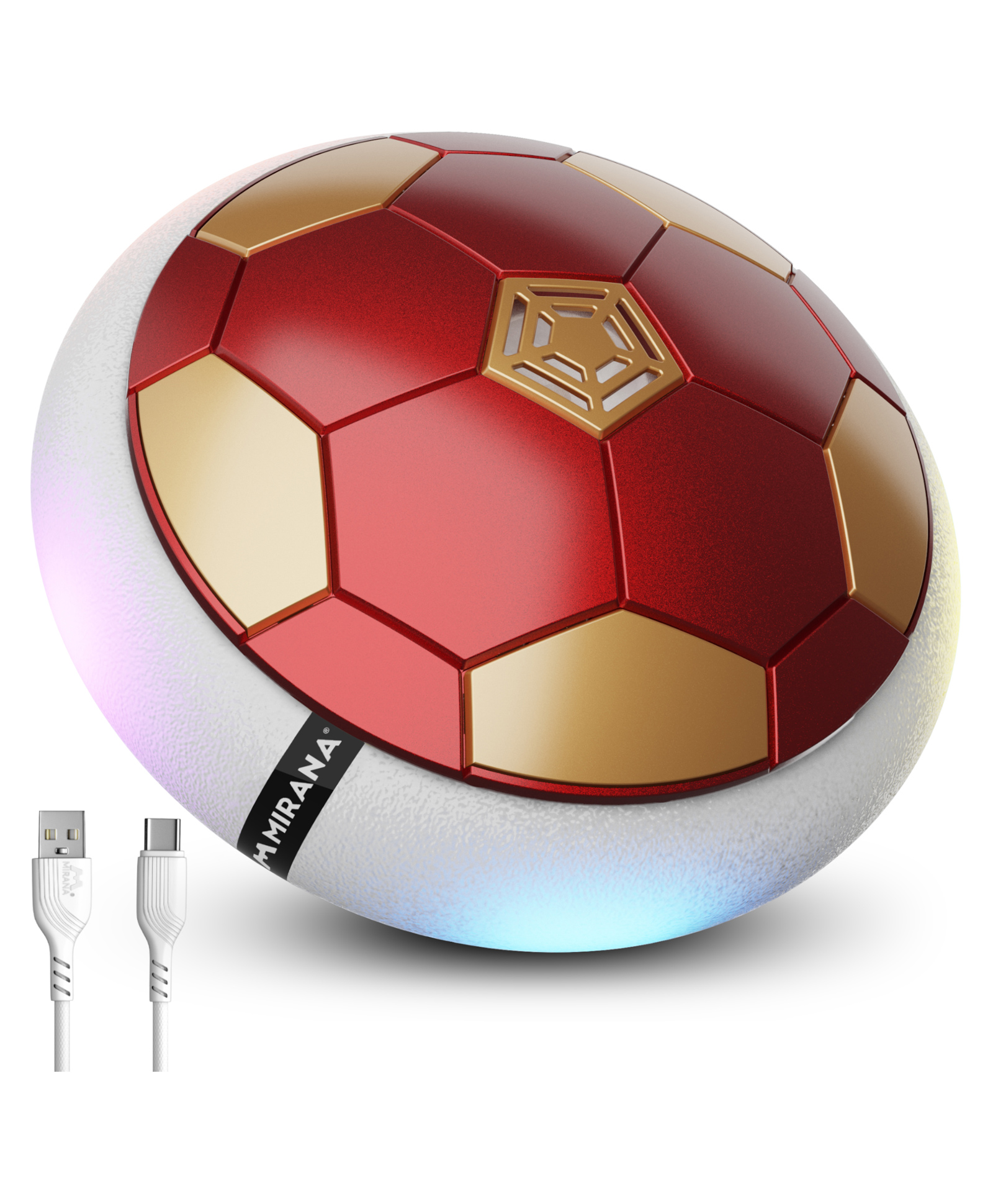 Mirana C-Type USB Rechargeable Battery Powered Hover Football Indoor Floating Hoverball Soccer - Maroon & Golden-image-32