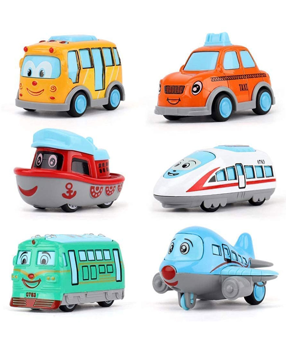 NEGOCIO QMetal Cars Team Toys for Kids Die-Cast Pull Back Action car Set Pack of 6 Modes of Transport Metal Friction Powered Car Toy Set - Multicolour-image-34
