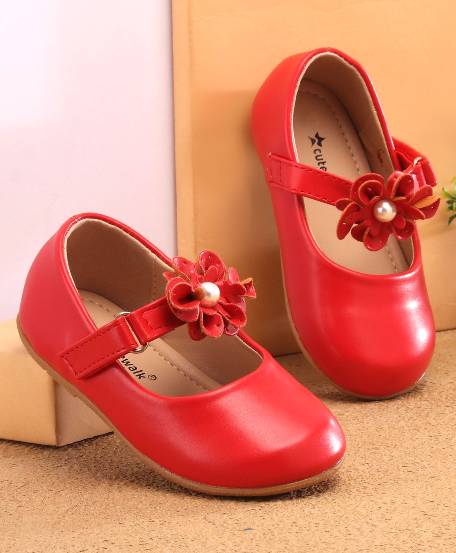 Cute Walk by Babyhug Slip On Bellies with Velcro Closure - Red-image-48