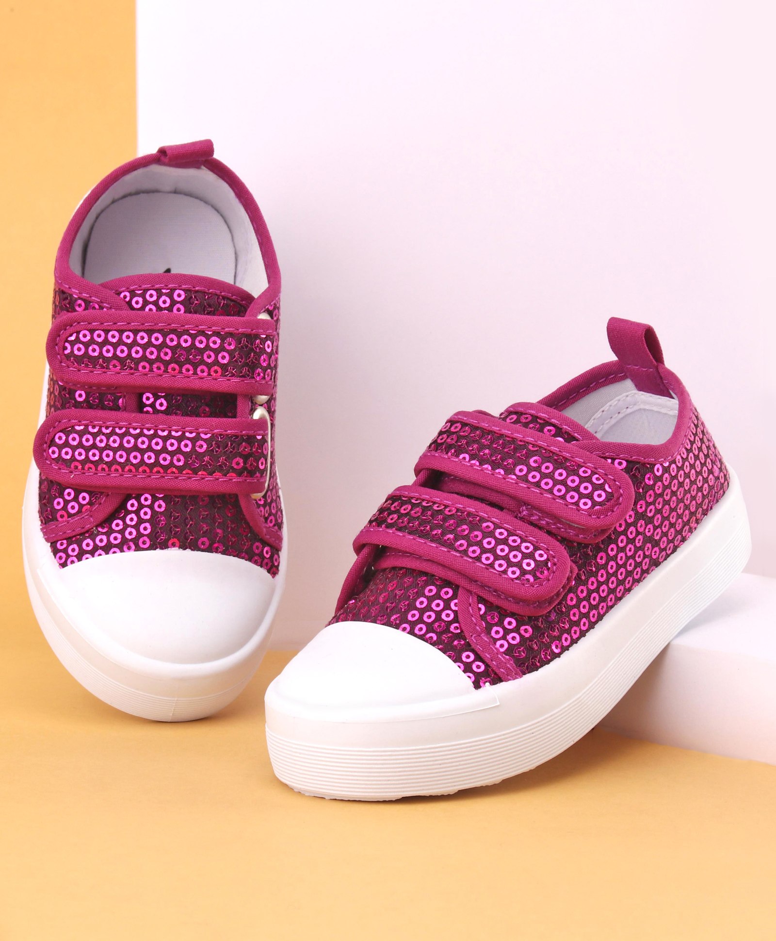 Cute Walk by Babyhug Casual Shoes with Velcro Closure and Sequin Detailing - Purple-picture-38