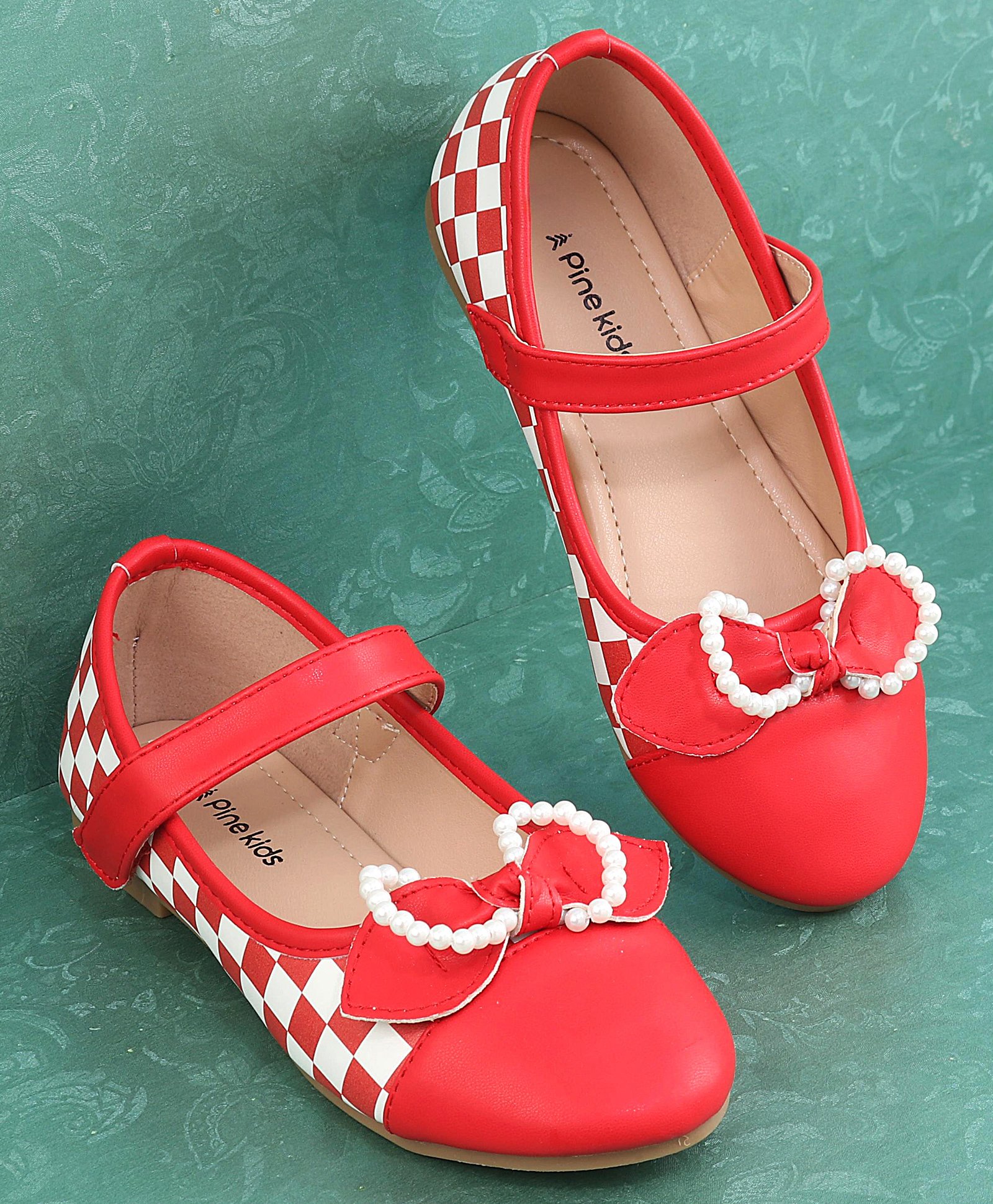 Pine Kids Bellies with Bow Applique & Velcro Closure - Red-picture-25